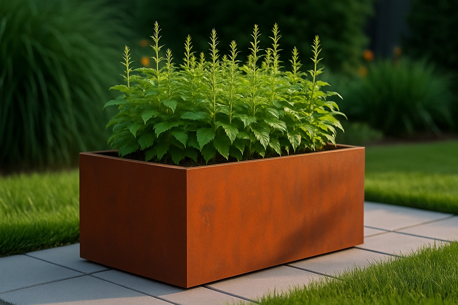 Corten vazonas stačiakampis horizontalus 800x400x400H mm