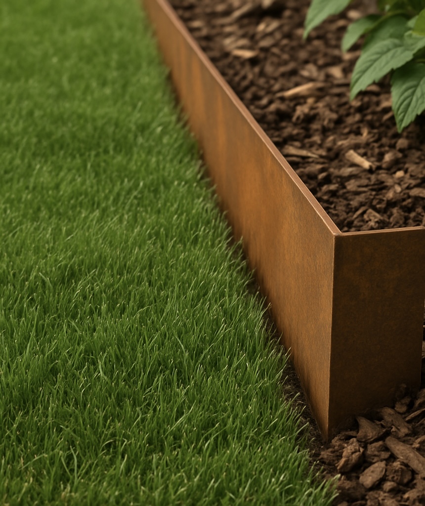 Corten vejos borteliai su smeigėmis ir sujungimais 100mm aukščio 1 metras