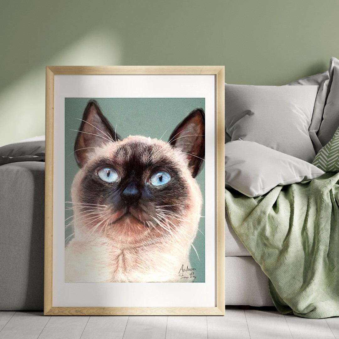 Siamese Cat Portrait Painting (No Watermark) - Art Print