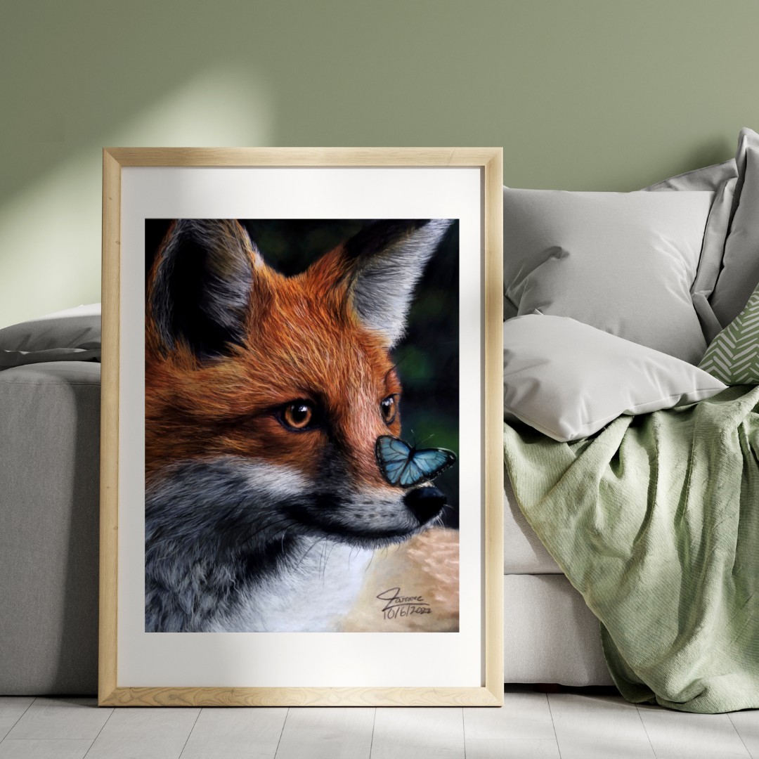 Fox and Butterfly (No Watermark) - Art Print