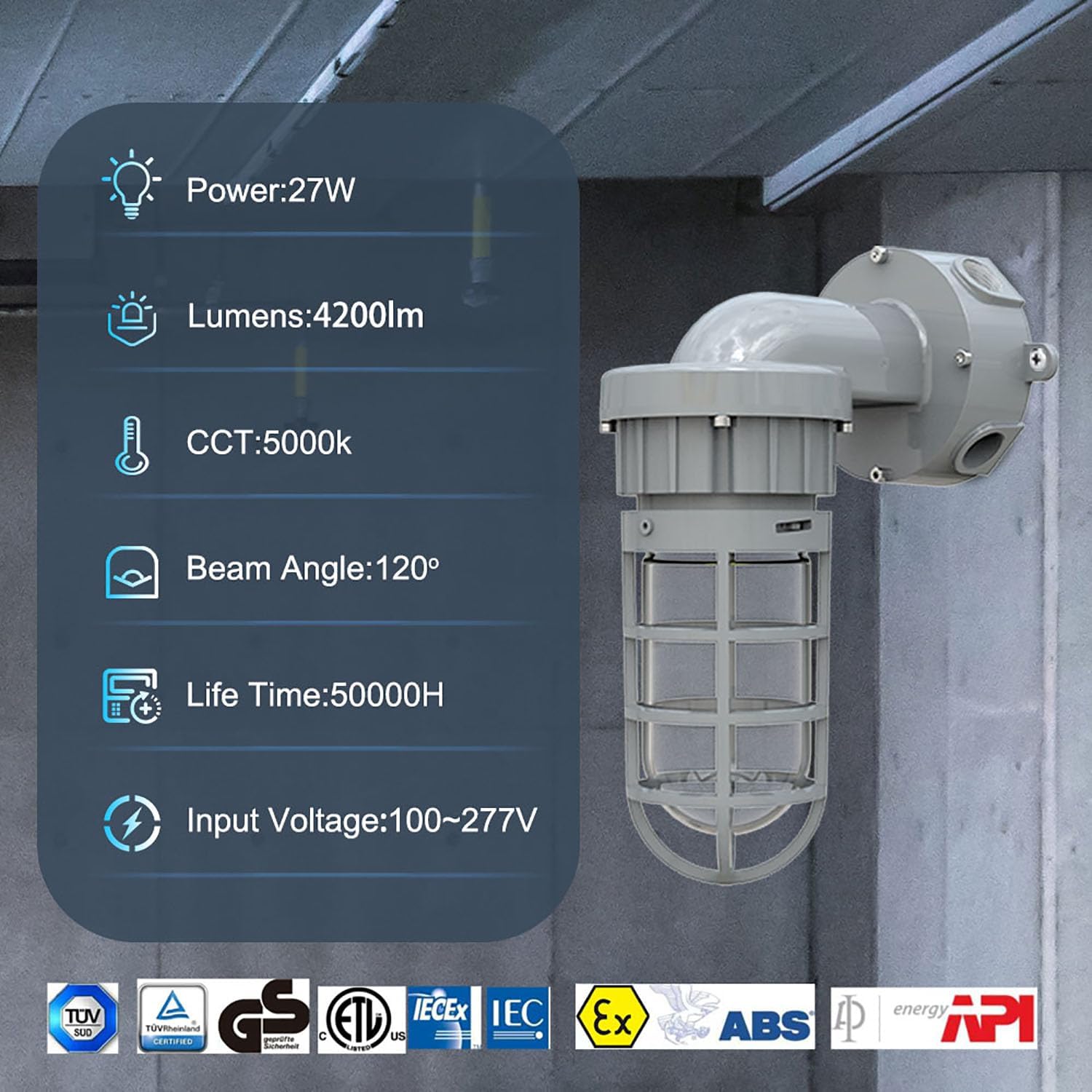 LUMINARIA A PRUEBA DE EXPLOSIONES 27W PARED
