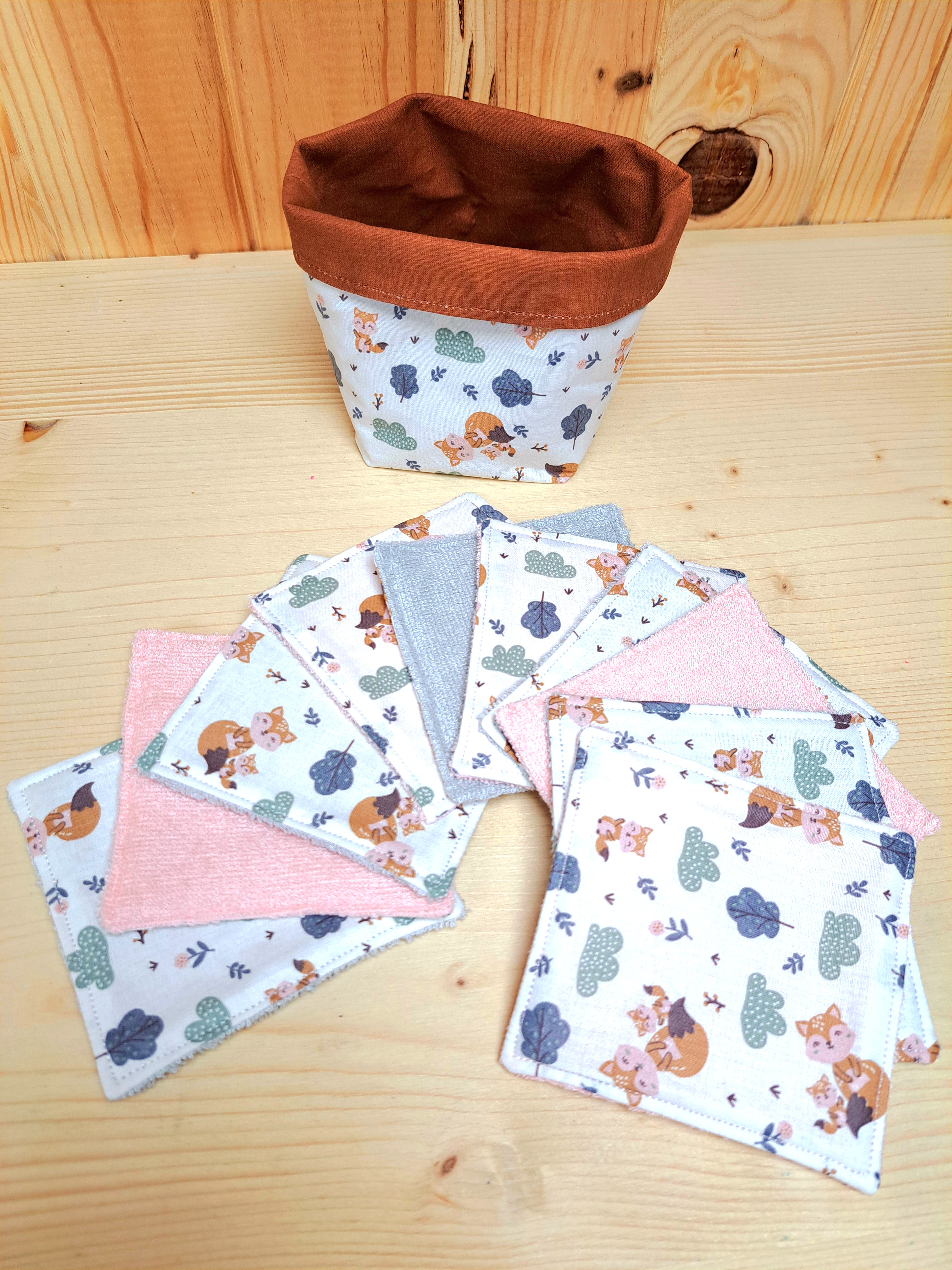 Lot de Lingettes Lavables avec Panière