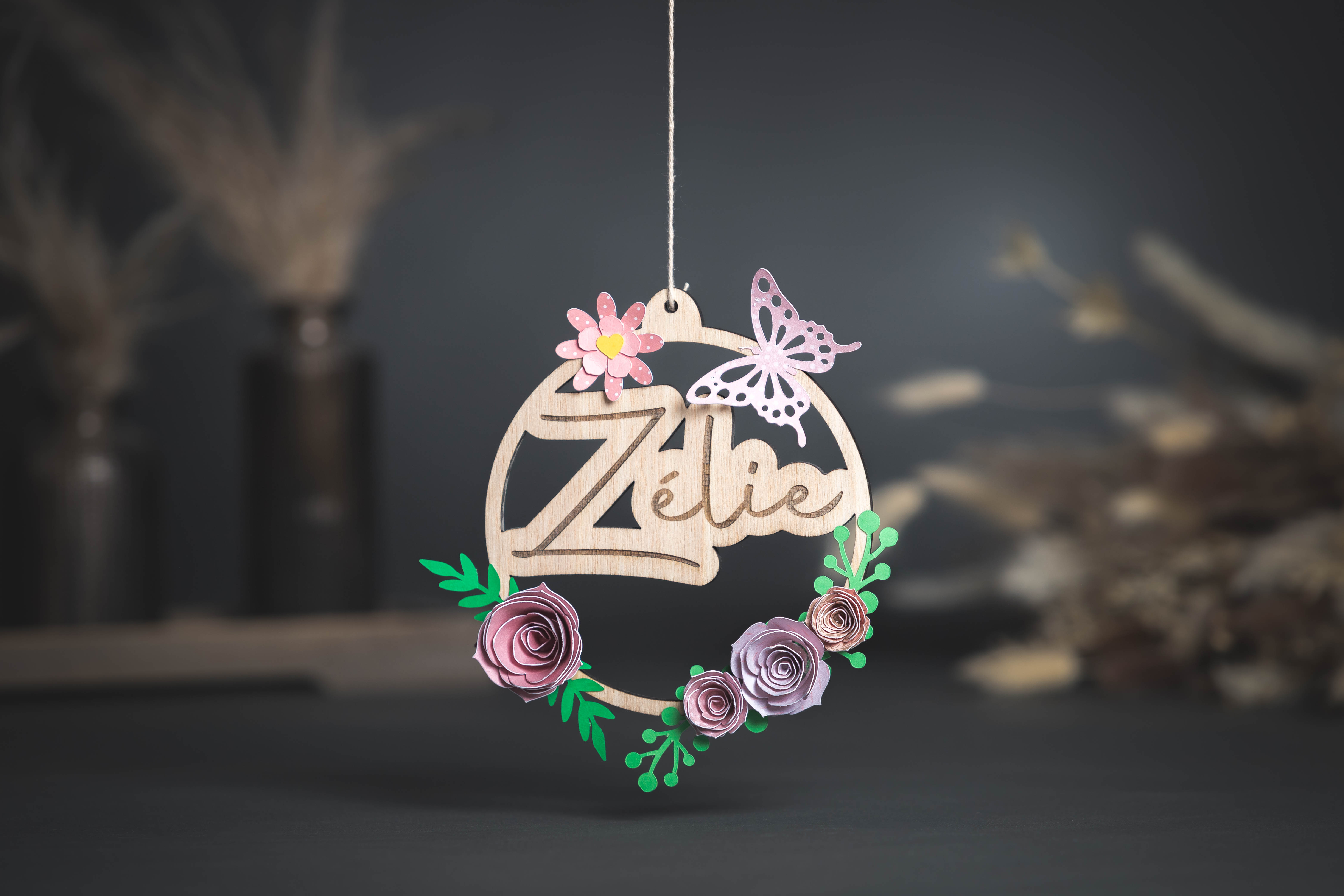 Rond prénom thème florale