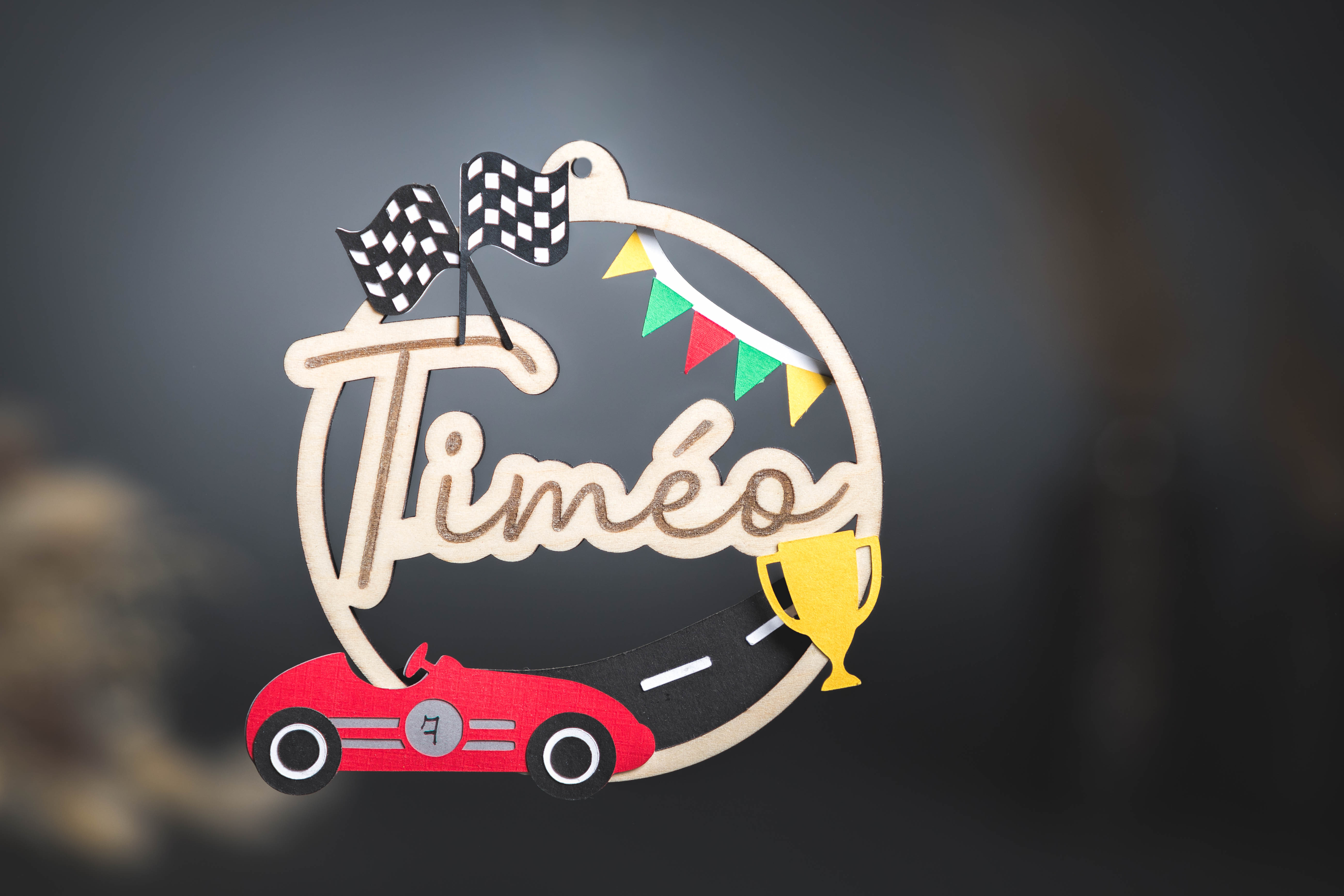 Rond prénom thème voiture