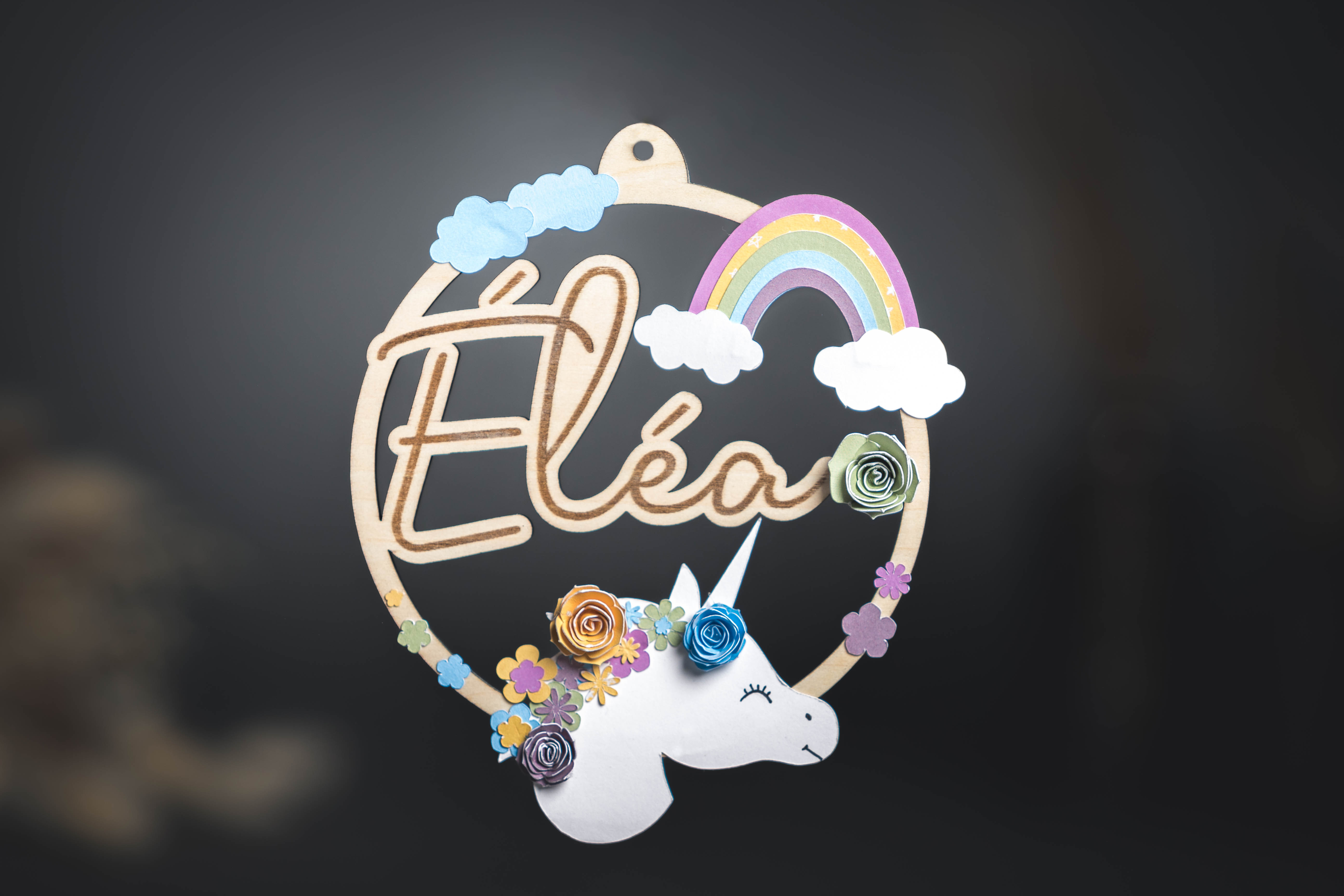 Rond prénom thème licorne