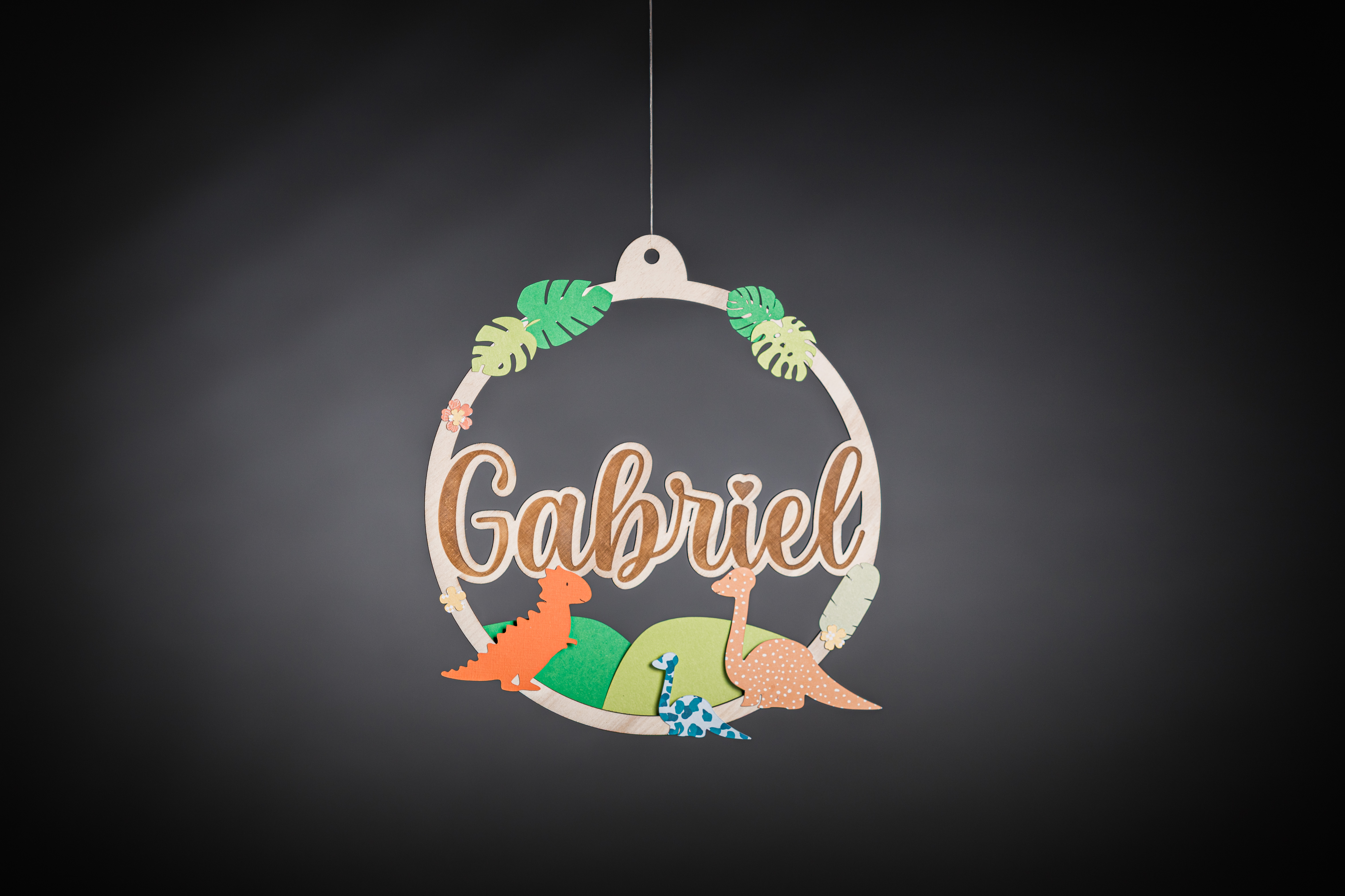 Rond prénom thème dinausore