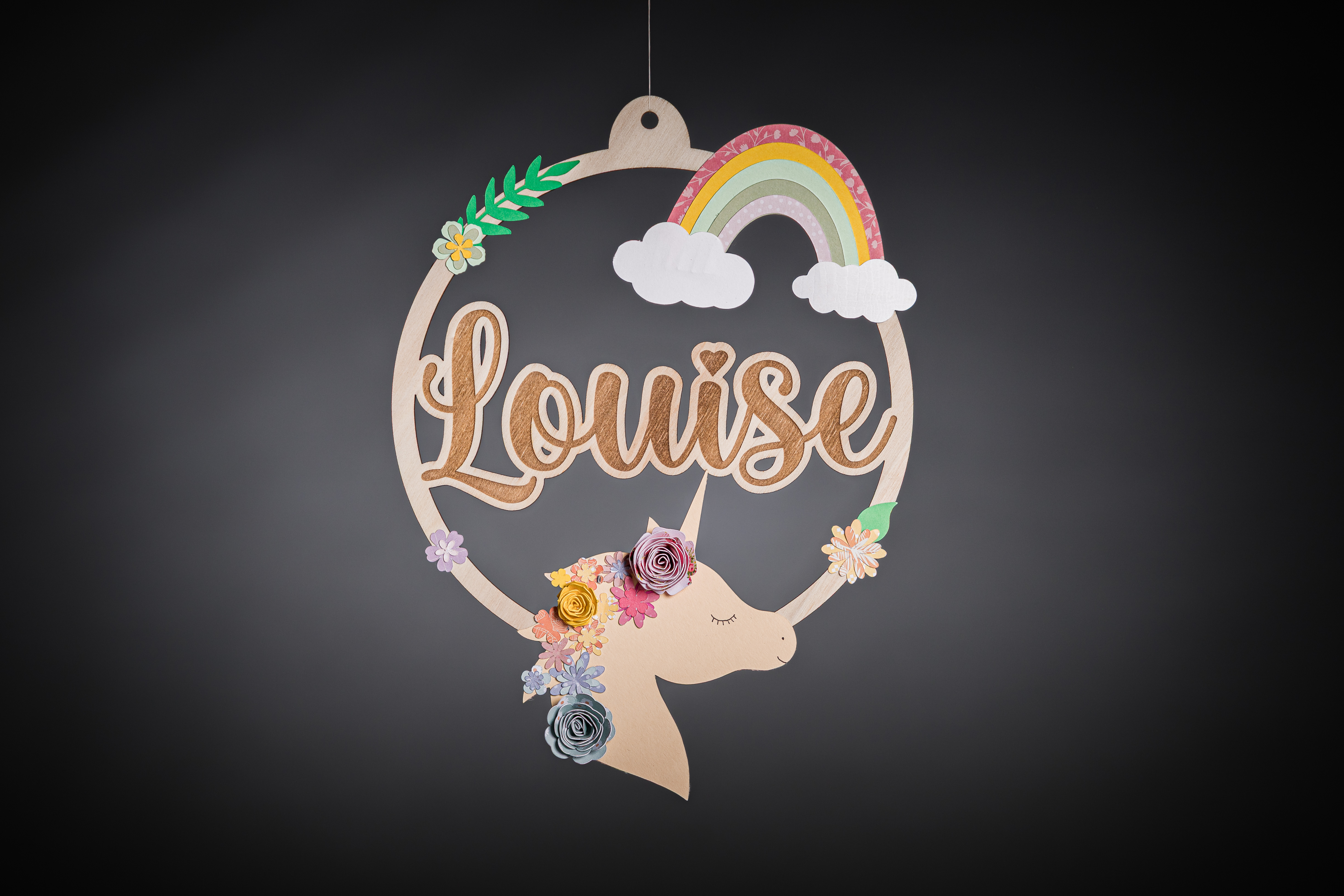 Rond prénom thème licorne