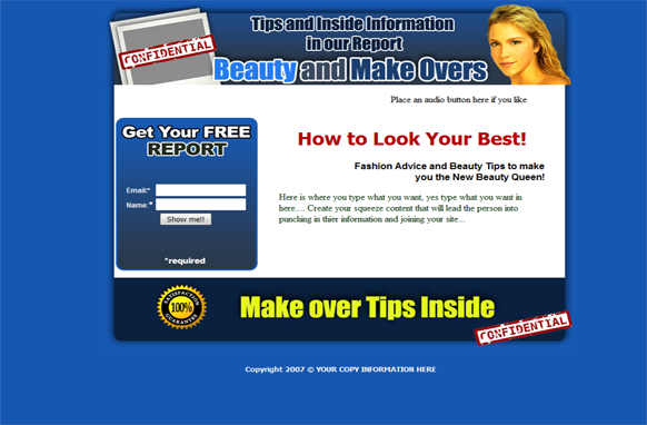 Beauty and Makeovers HTML PSD Squeeze Page Template