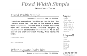 Fixed Width Simple WP Theme