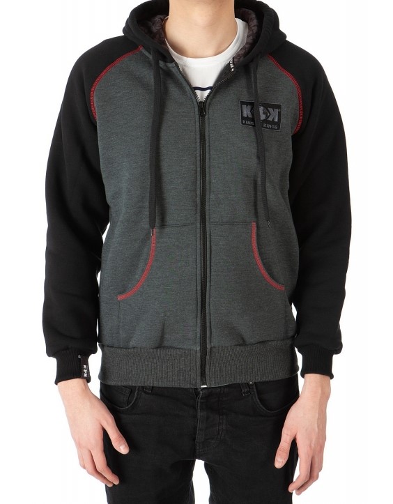 Gray Hoodie with Red details 