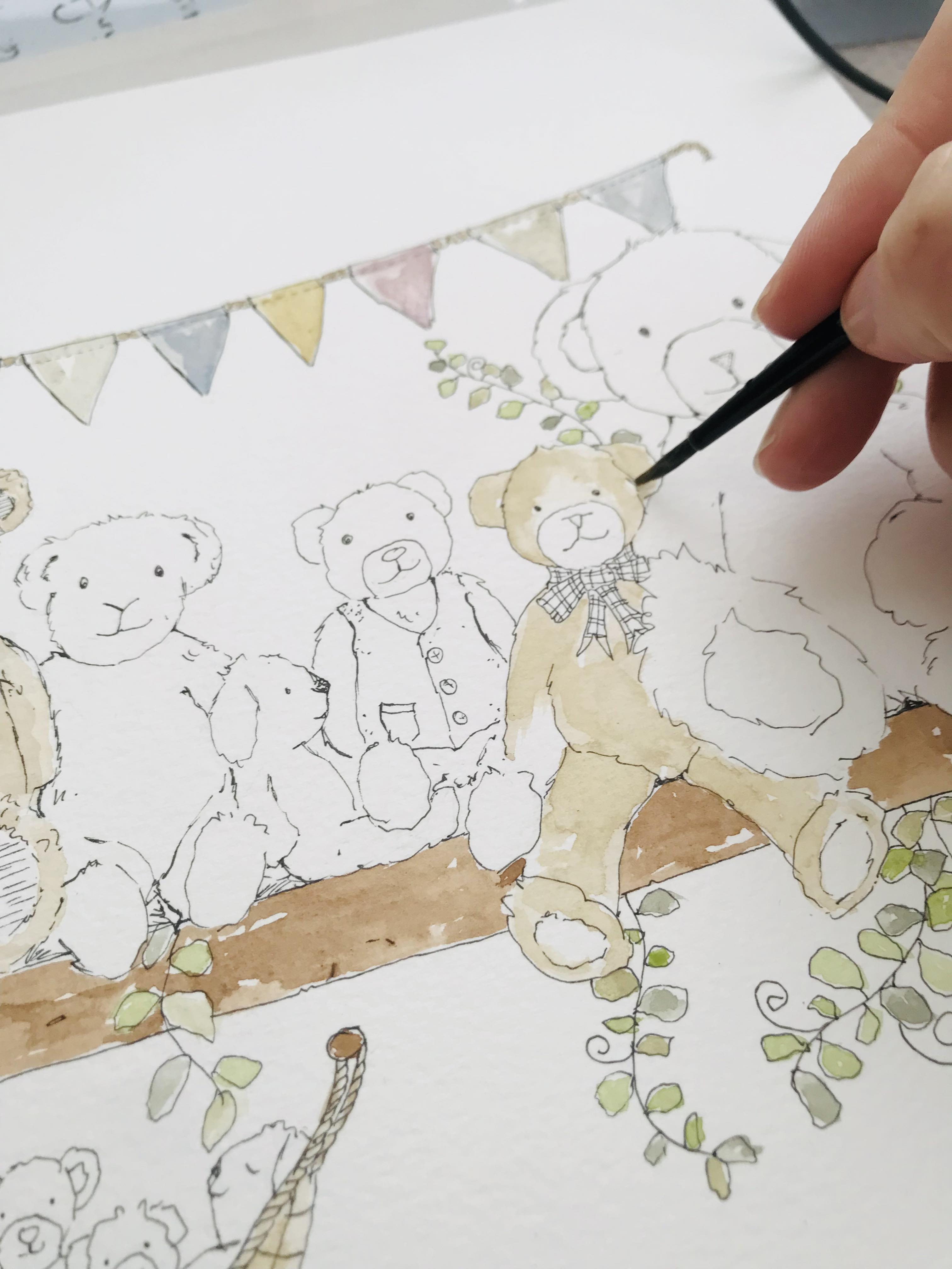 'The Teddy Lovers Shelf' Print - can be personalised with names