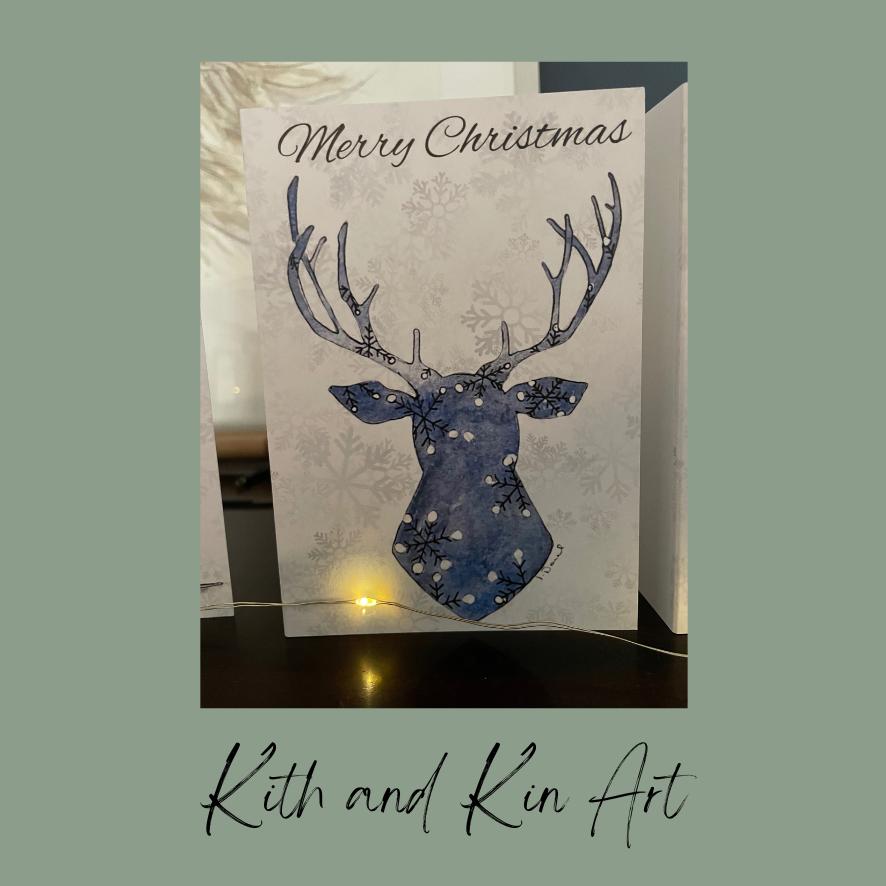 'Blue Reindeer' Snowflake background.