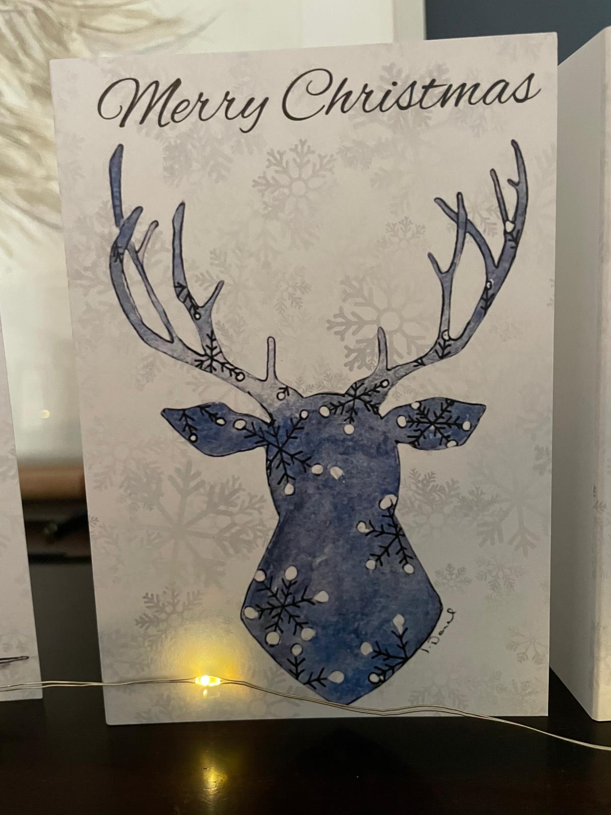 'Blue Reindeer' Snowflake background.