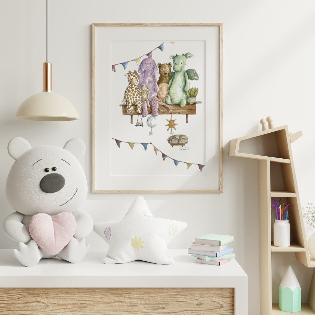 'The Jellycat Lovers Shelf' Print - can be personalised with names
