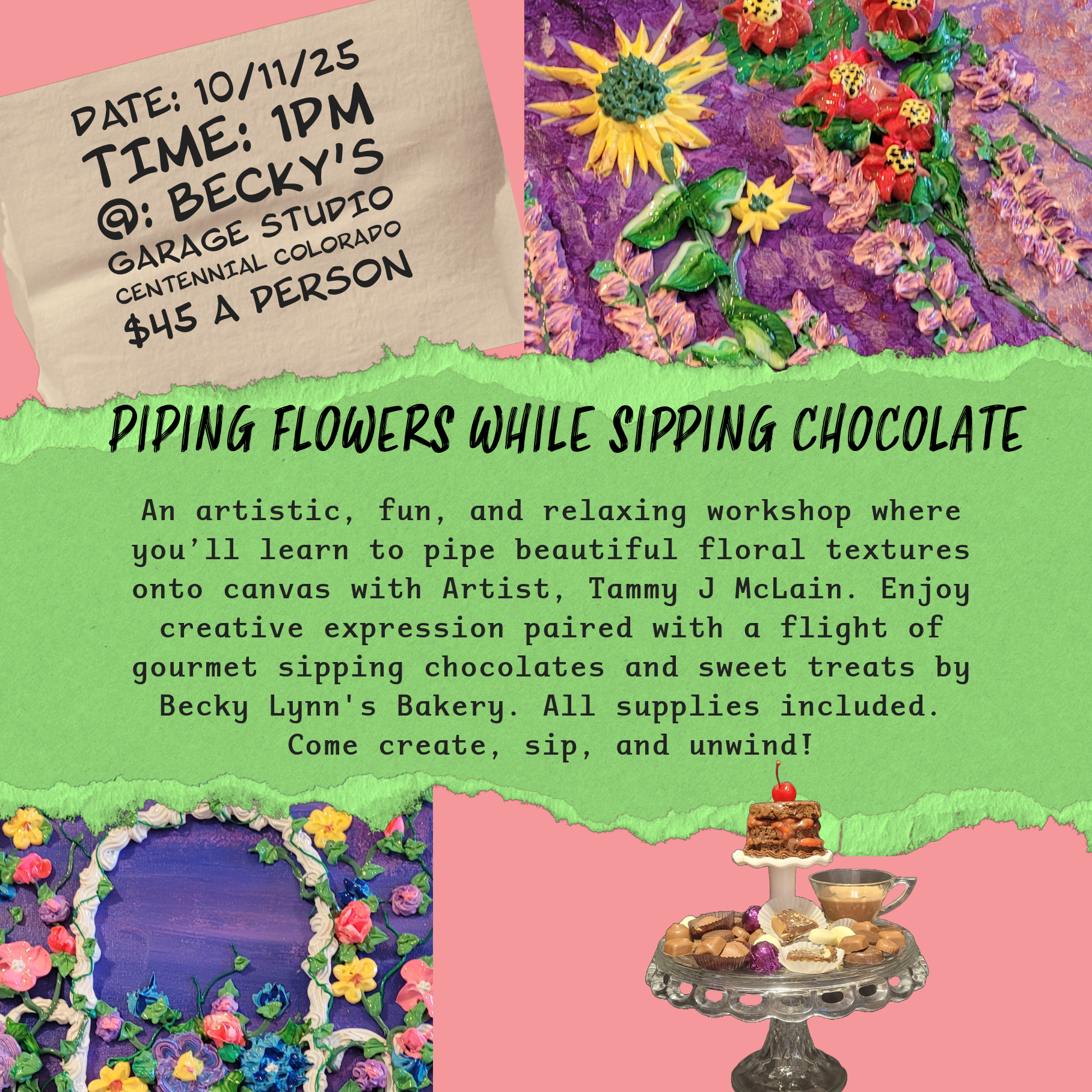 Piping Flowers and Sipping Chocolate 