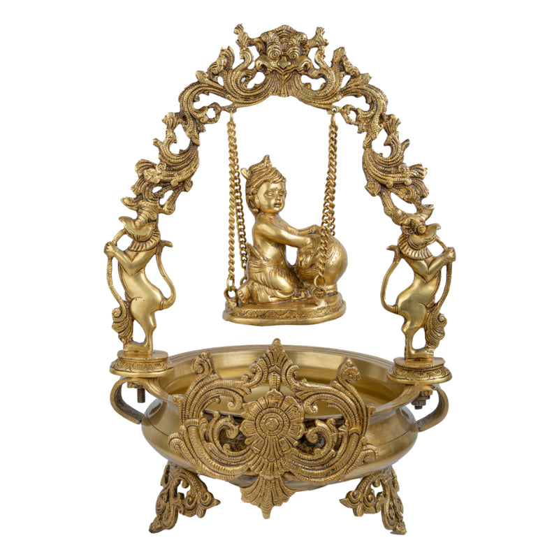 Brass Big Laddoo Gopal Swing Urli Bowl #PIU-5002