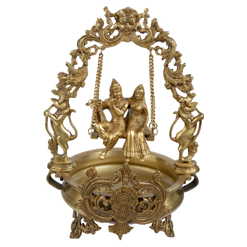 Brass Big Radha Krishna Swing Urli Bowl #PIU-5001
