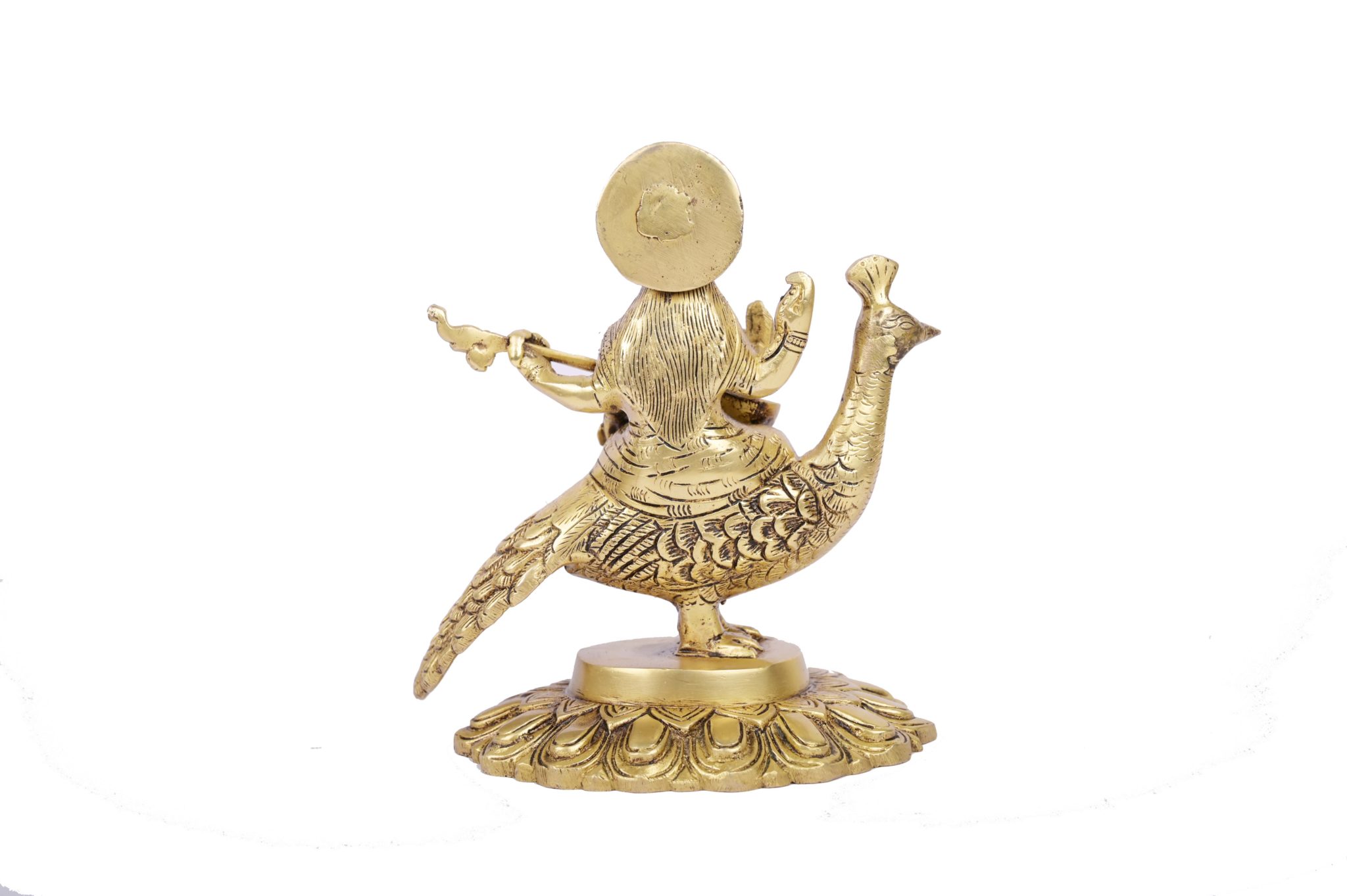 Brass Sarswati ..idol for decor ( saraswati sitting on peacock ) #PIS-3001