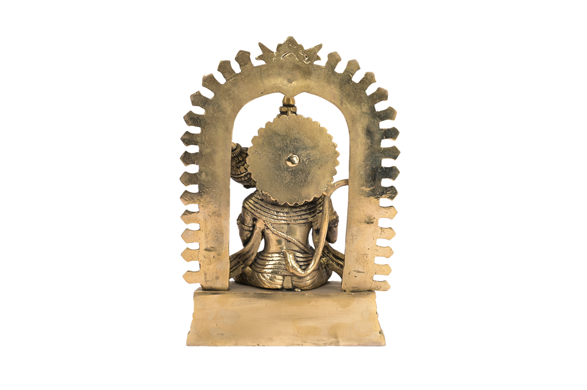Brass lord Hanumana with temple stand holding Gadda #PIH-6002