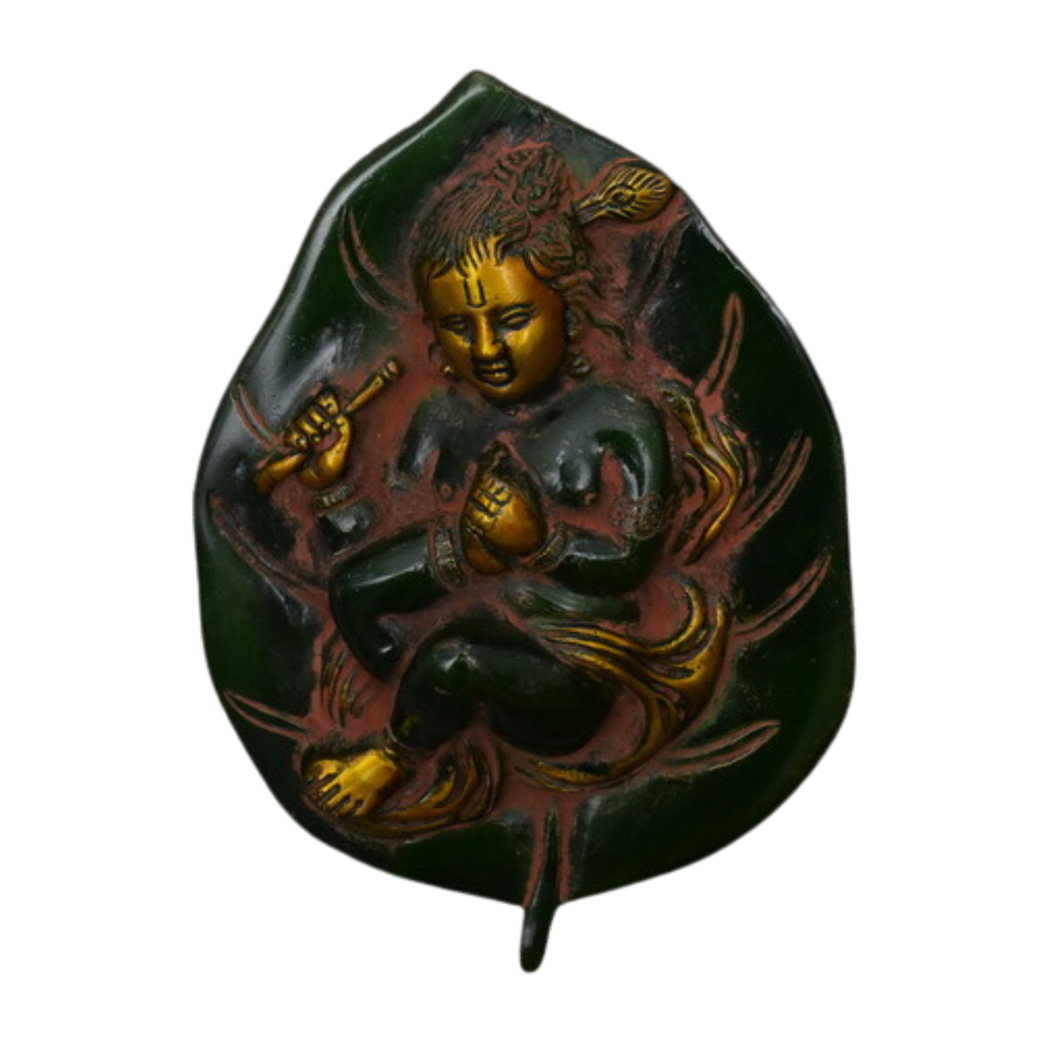 Baby Krishna On Leaf Wall Hanging Brass #PIK-7002