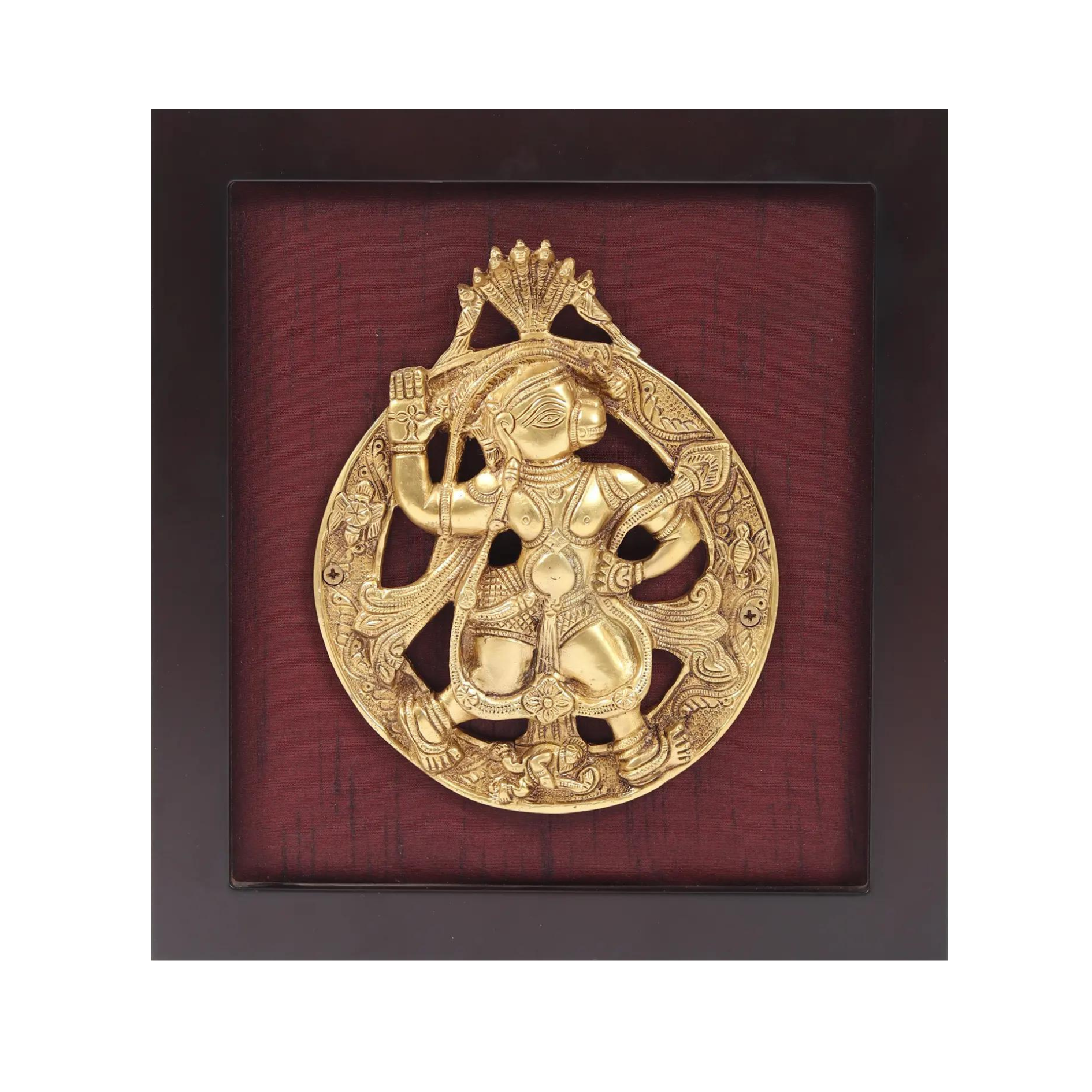  Lord Hanuman Under Serpent Plate | Wall Hanging with Frame #PIF-1117
