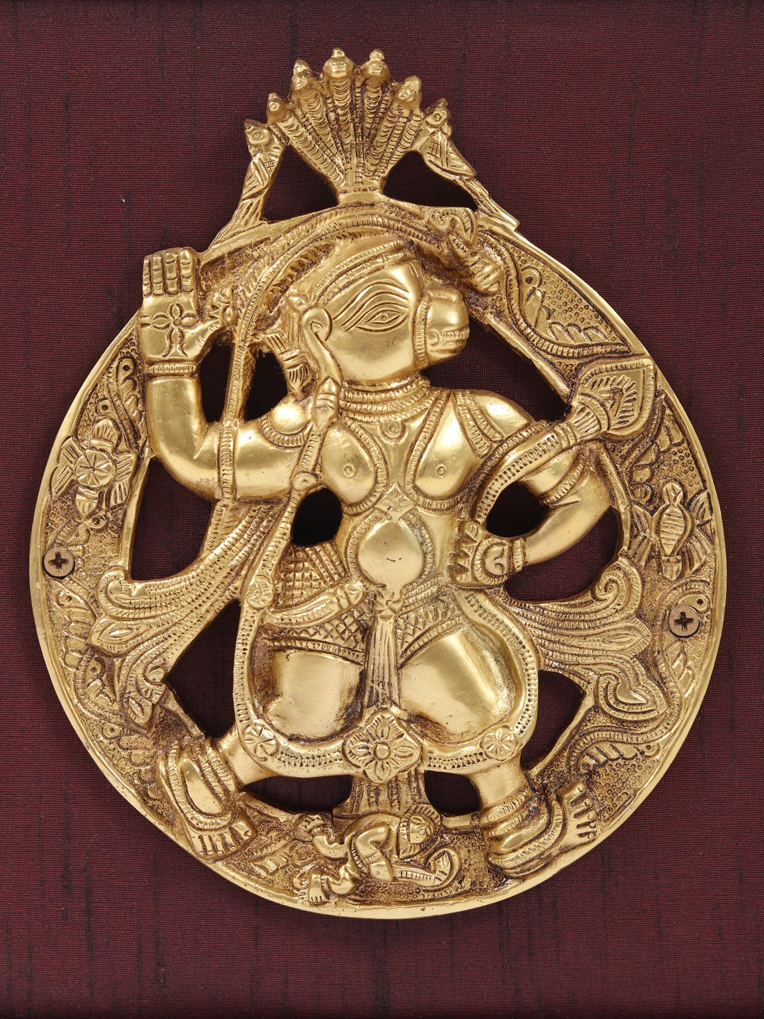  Lord Hanuman Under Serpent Plate | Wall Hanging with Frame #PIF-1117