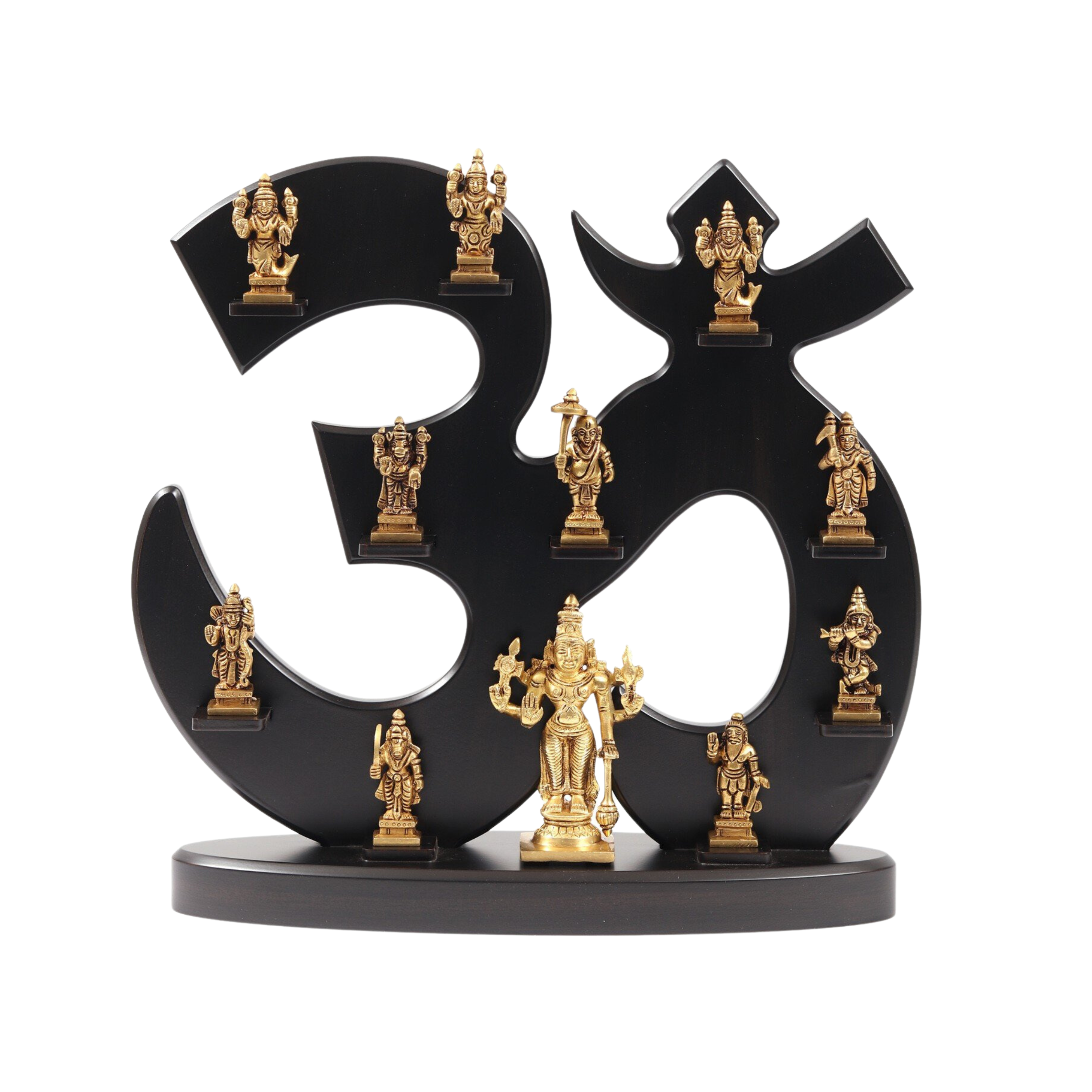  Brass Dashavatara Statue Set with Om Shape Wooden Frame #PIF-1110