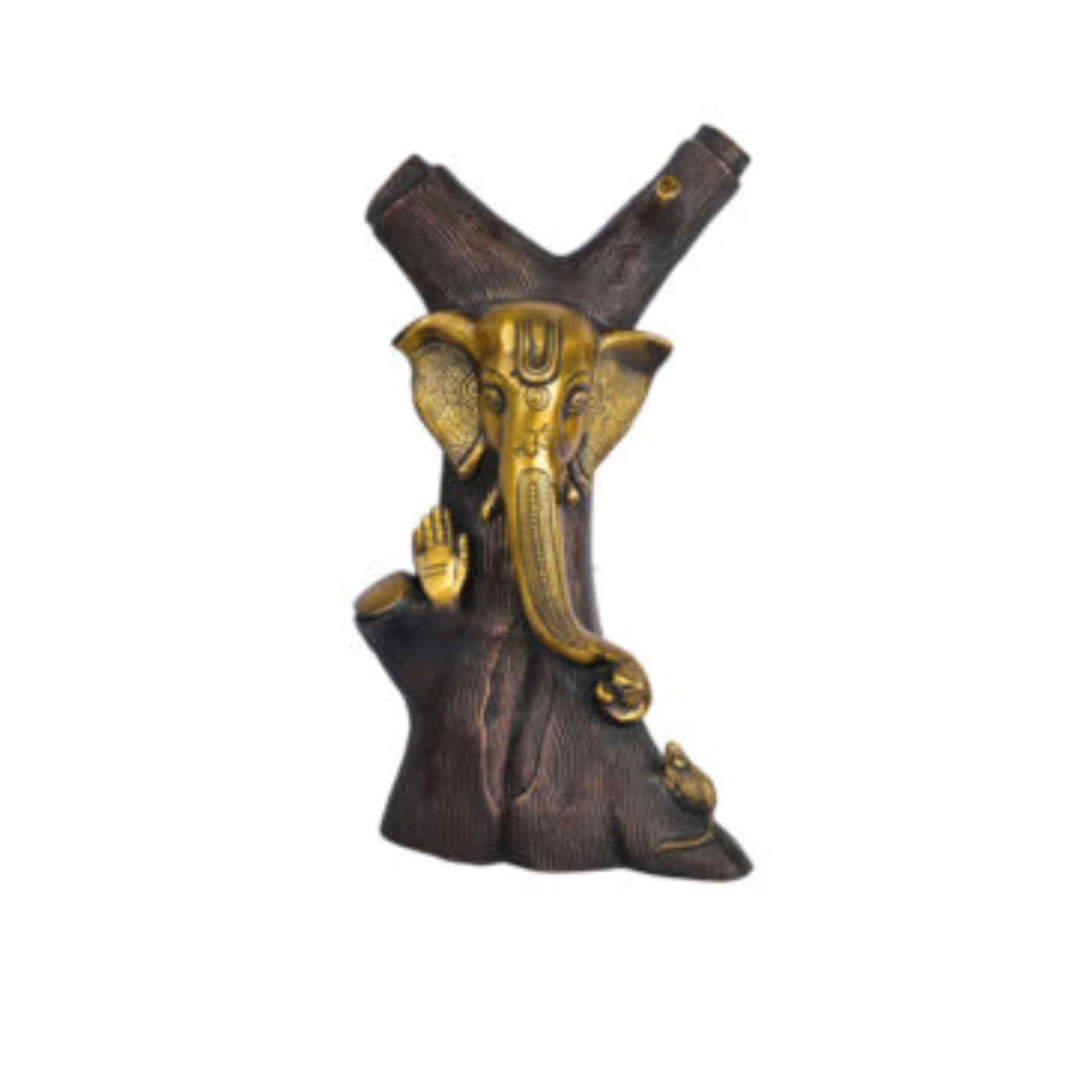 Brass Ganesha made in tree Shape .. brass antique statue #PIG-1014