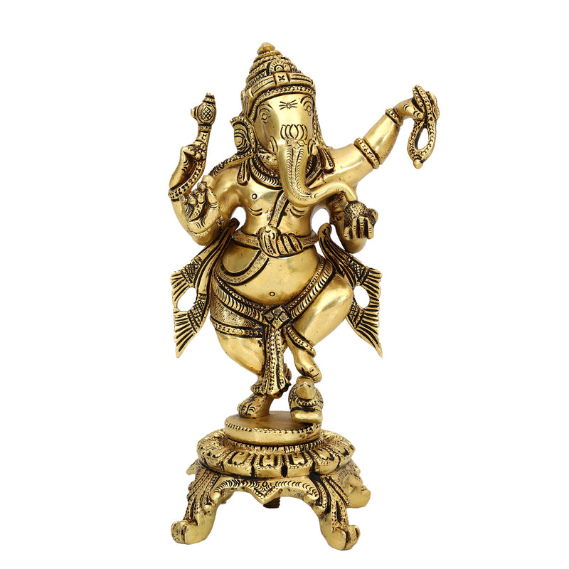 Dancing Brass Ganesh Ji Statue Medium  #PIG-1019