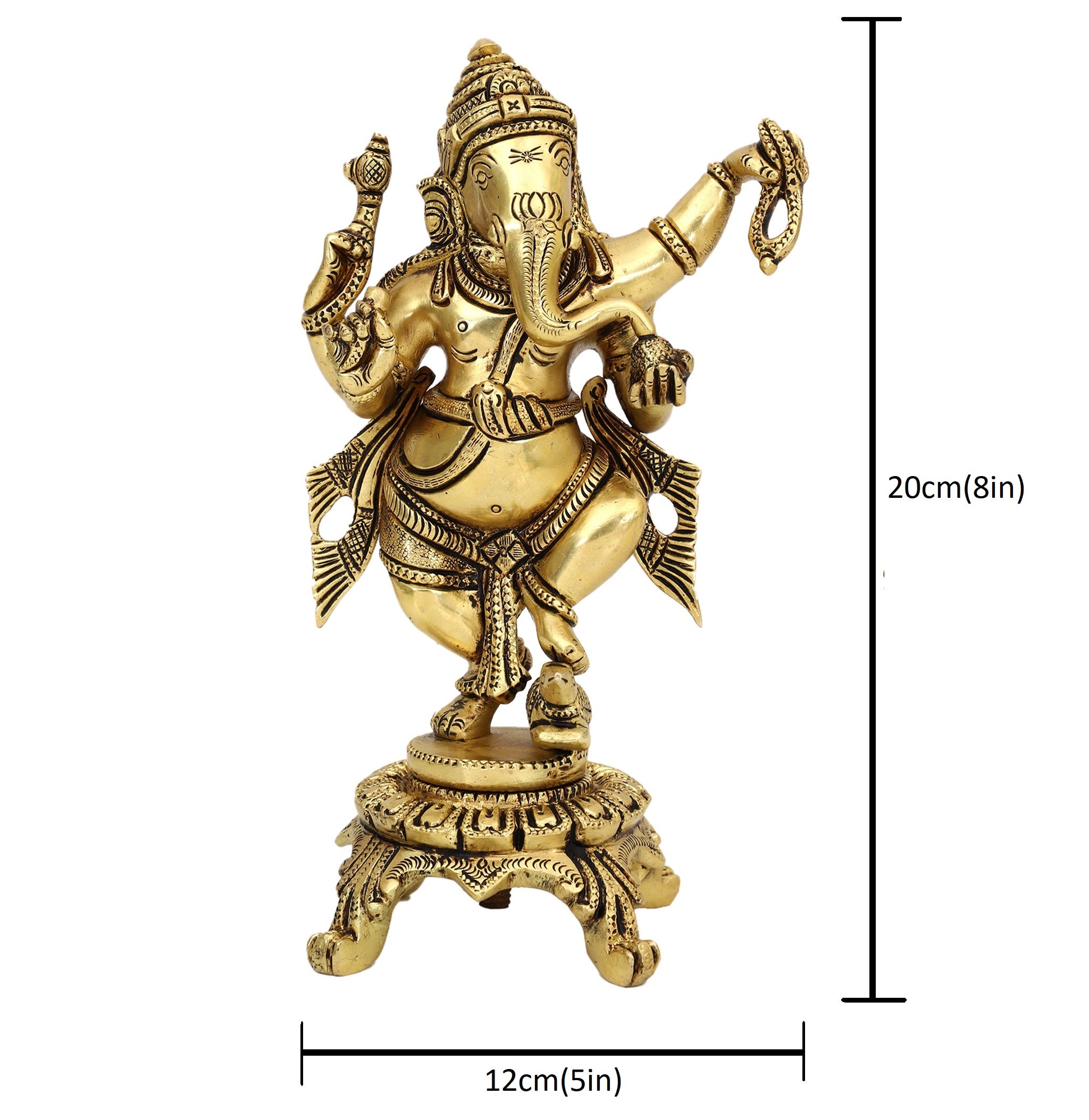 Dancing Brass Ganesh Ji Statue Medium  #PIG-1019