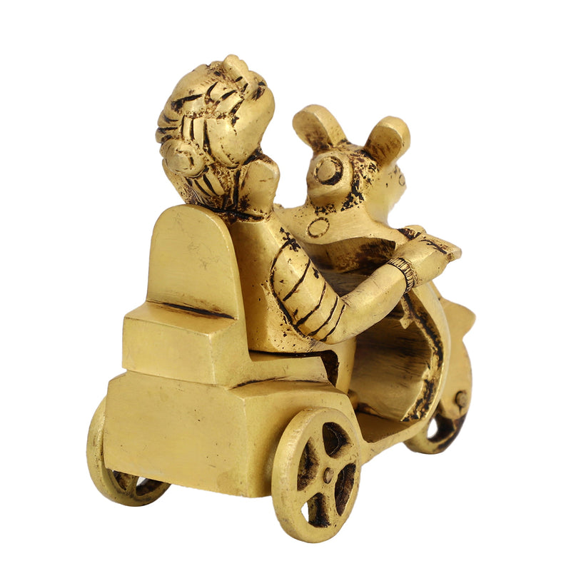 Brass Ganesh Ji Statue on Scooter #PIG-1020
