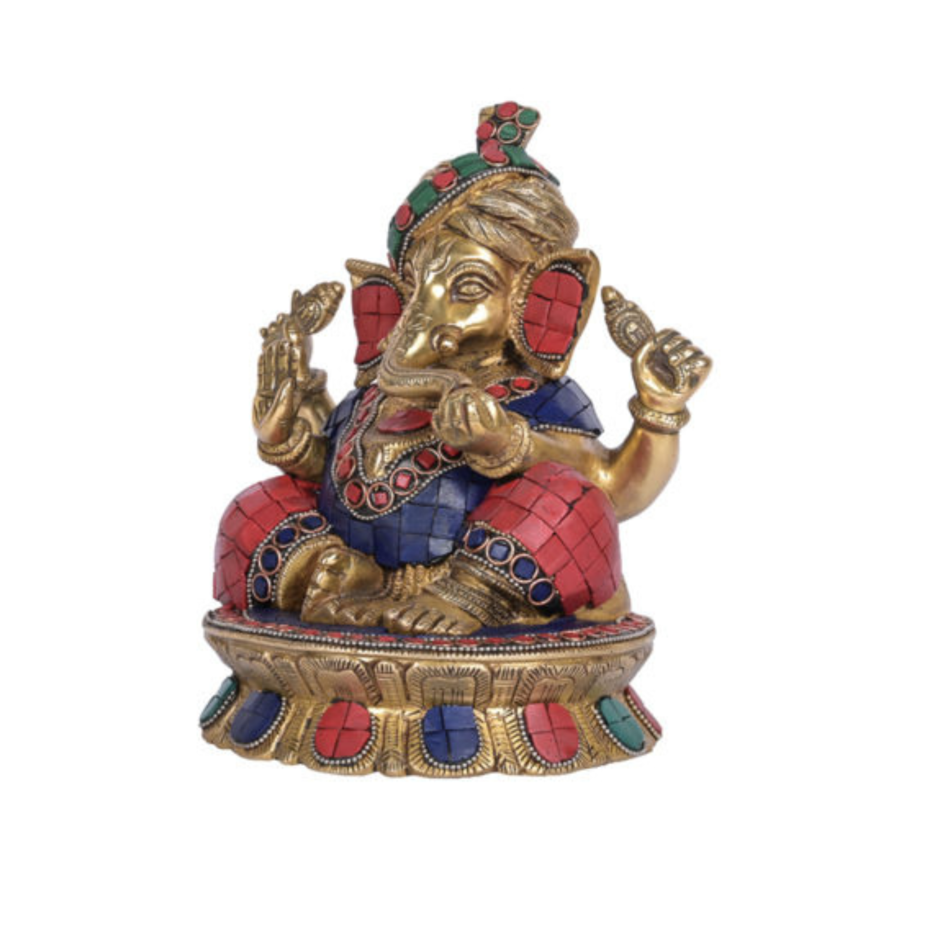 Brass Stone sitting Ganesha #PIG-1027