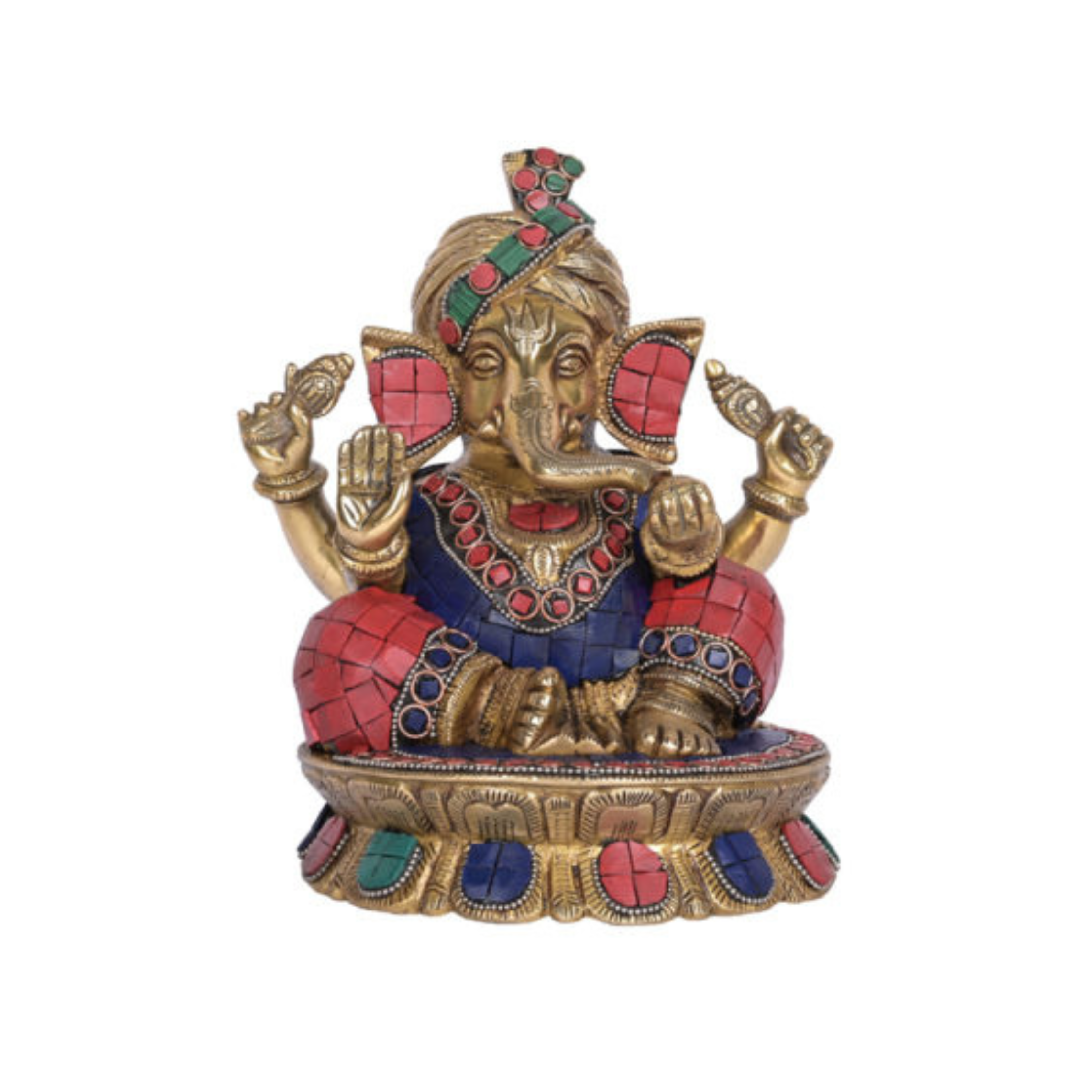 Brass Stone sitting Ganesha #PIG-1027