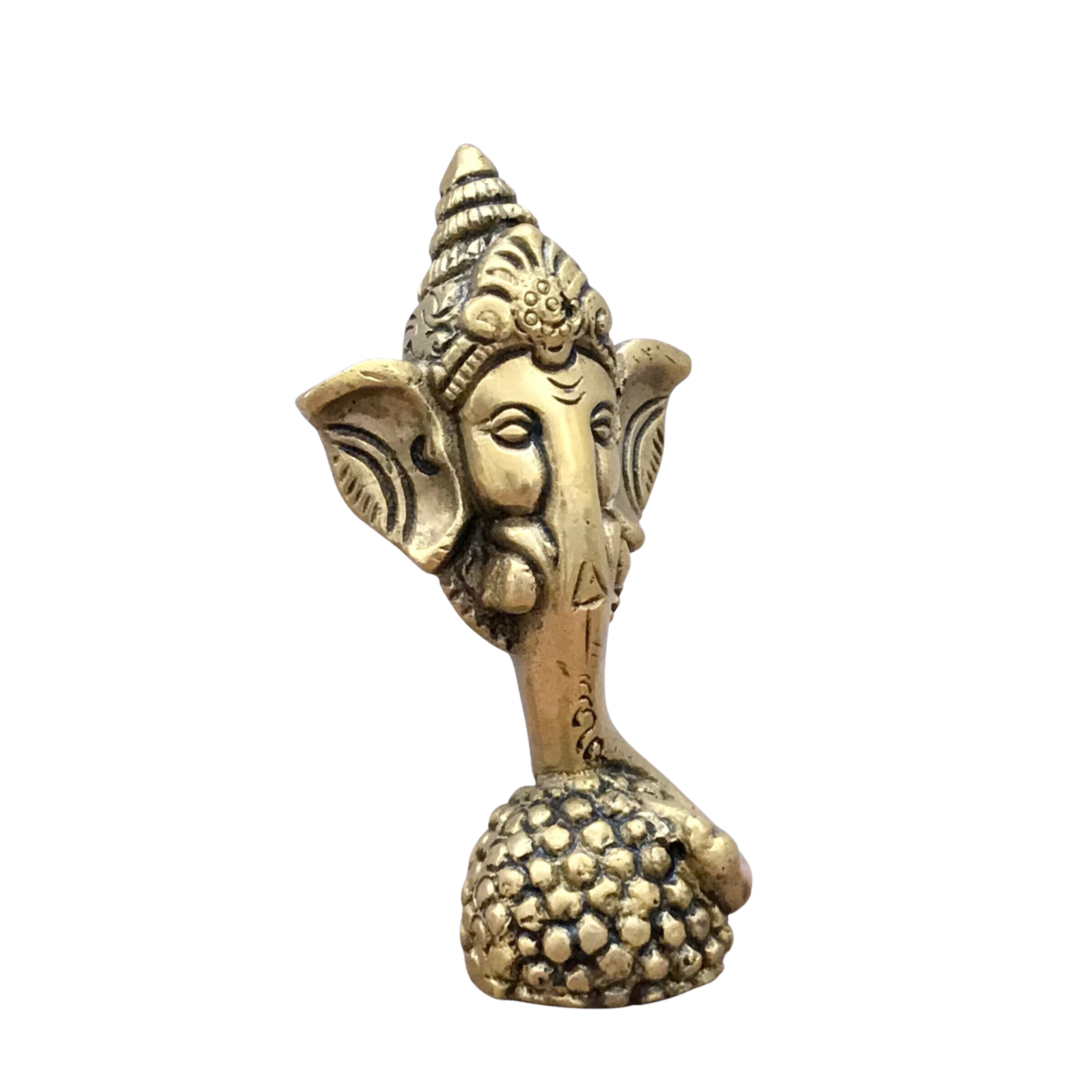 Golden Brass Statue of Lord Ganesha With laddu #PIG-1040