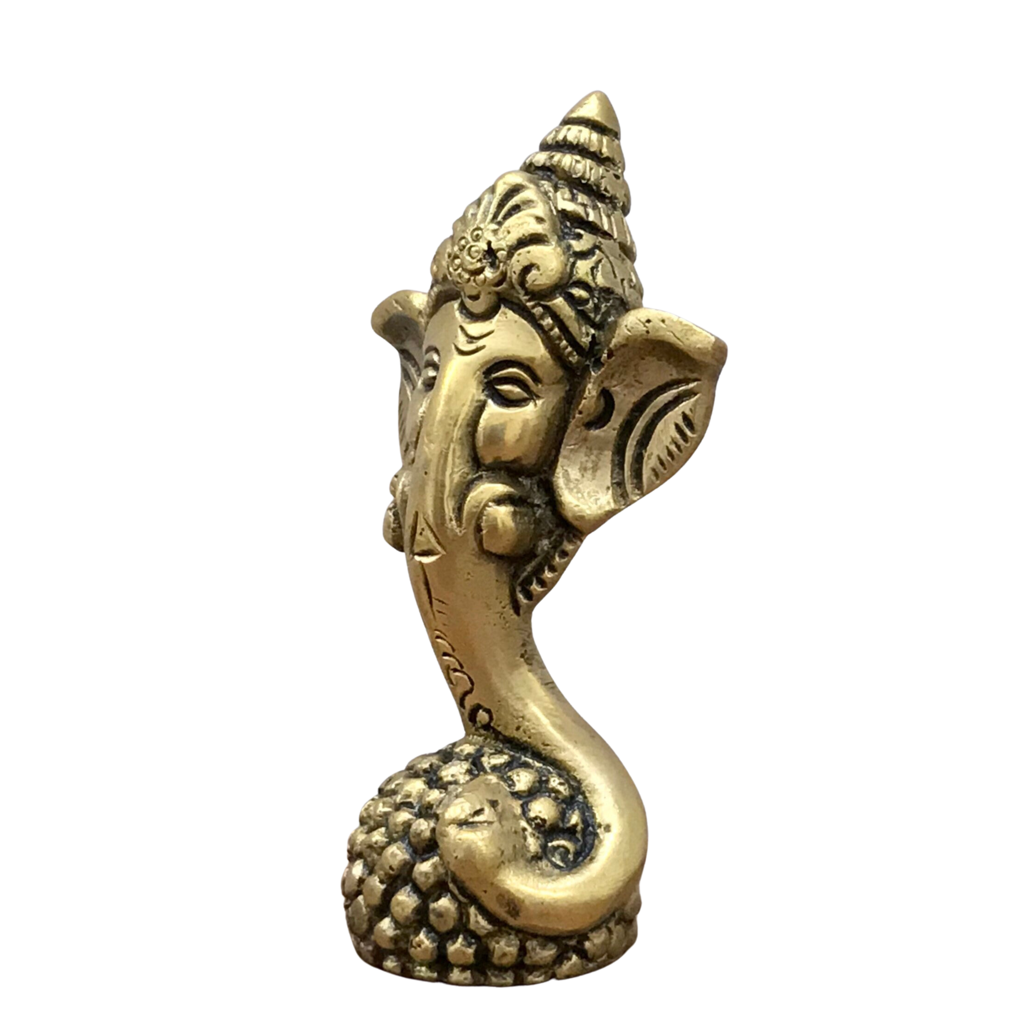 Golden Brass Statue of Lord Ganesha With laddu #PIG-1040