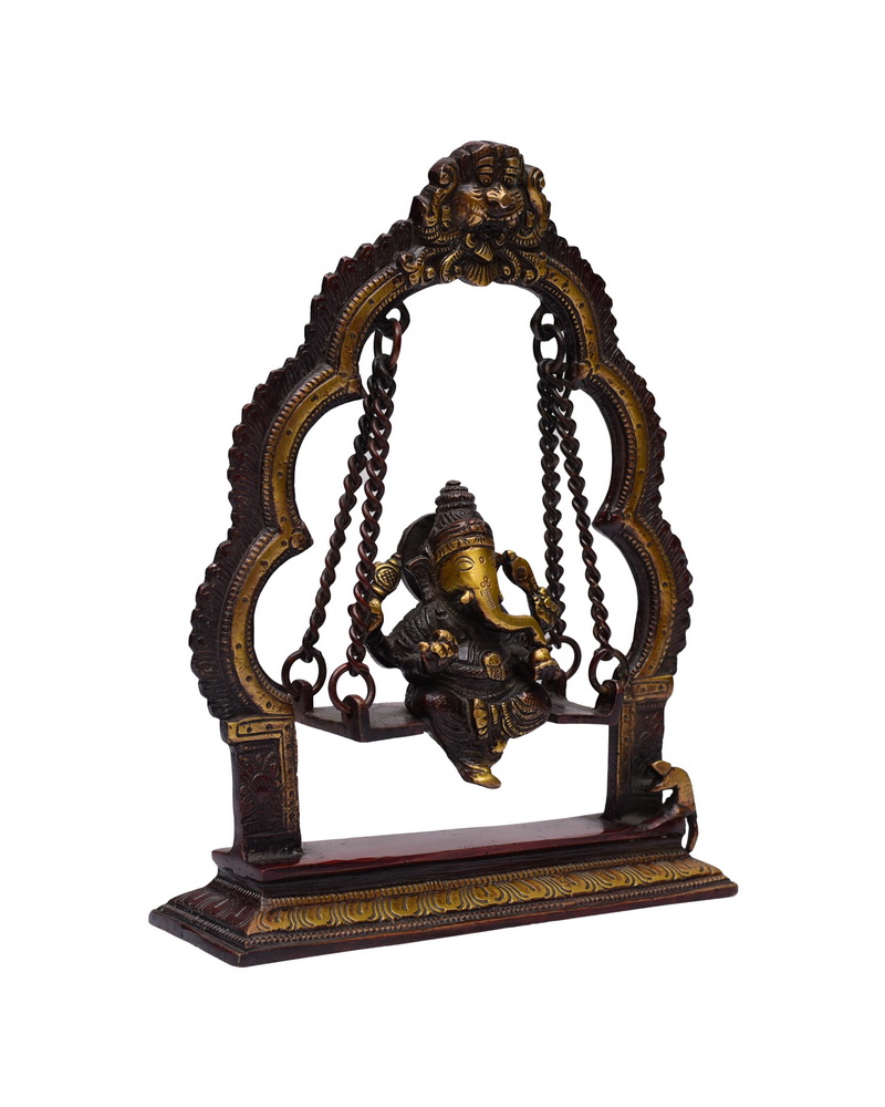 lord Ganesh Jhula Brass Statue #PIG-1042