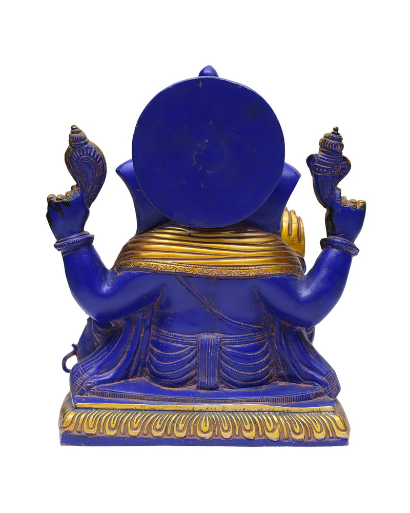 Lord Ganesha Color Brass Siting Ganesha #PIG-1050