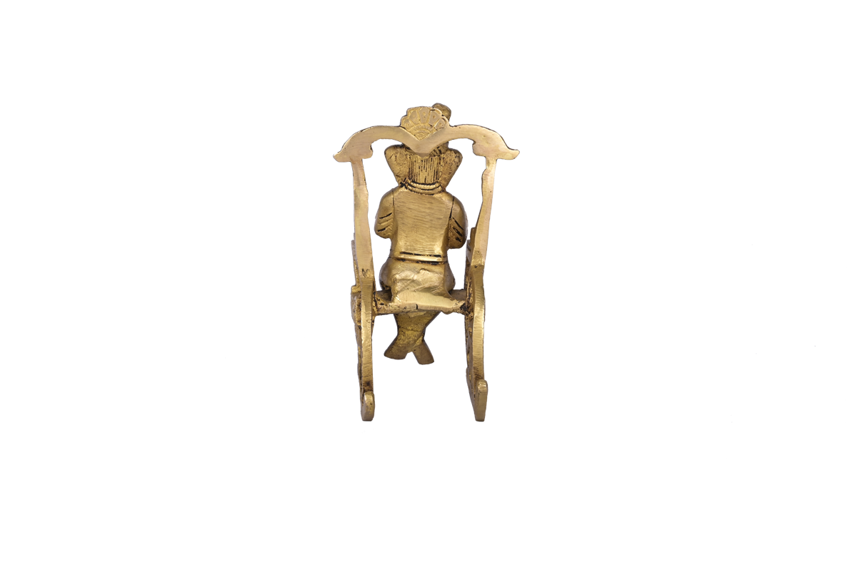 Lord Ganesha Reading Ramayana Statue Hindu God Sitting on Chair #PIG-1053