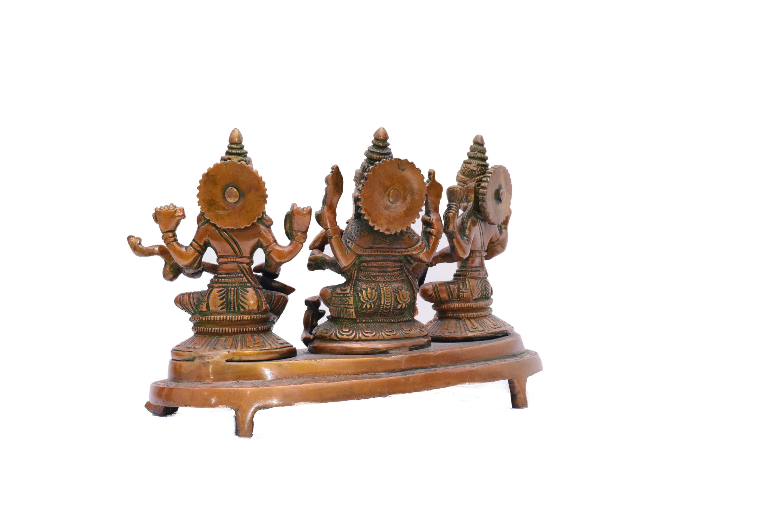   Brass laxmi Ganesh Sarswati Statue- Antique Finish Lakshmi Ganesh Saraswati #PILGS-8002
