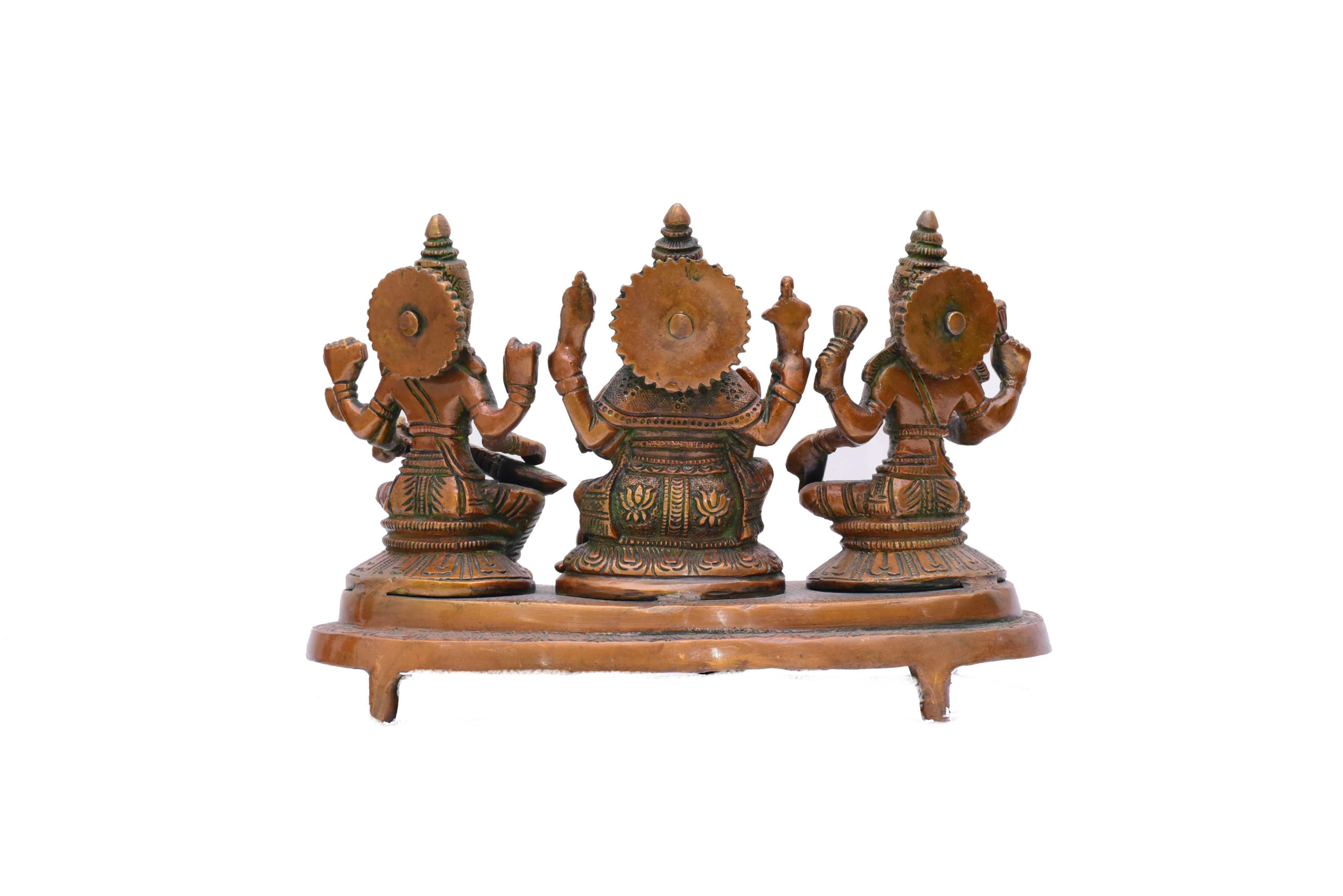   Brass laxmi Ganesh Sarswati Statue- Antique Finish Lakshmi Ganesh Saraswati #PILGS-8002