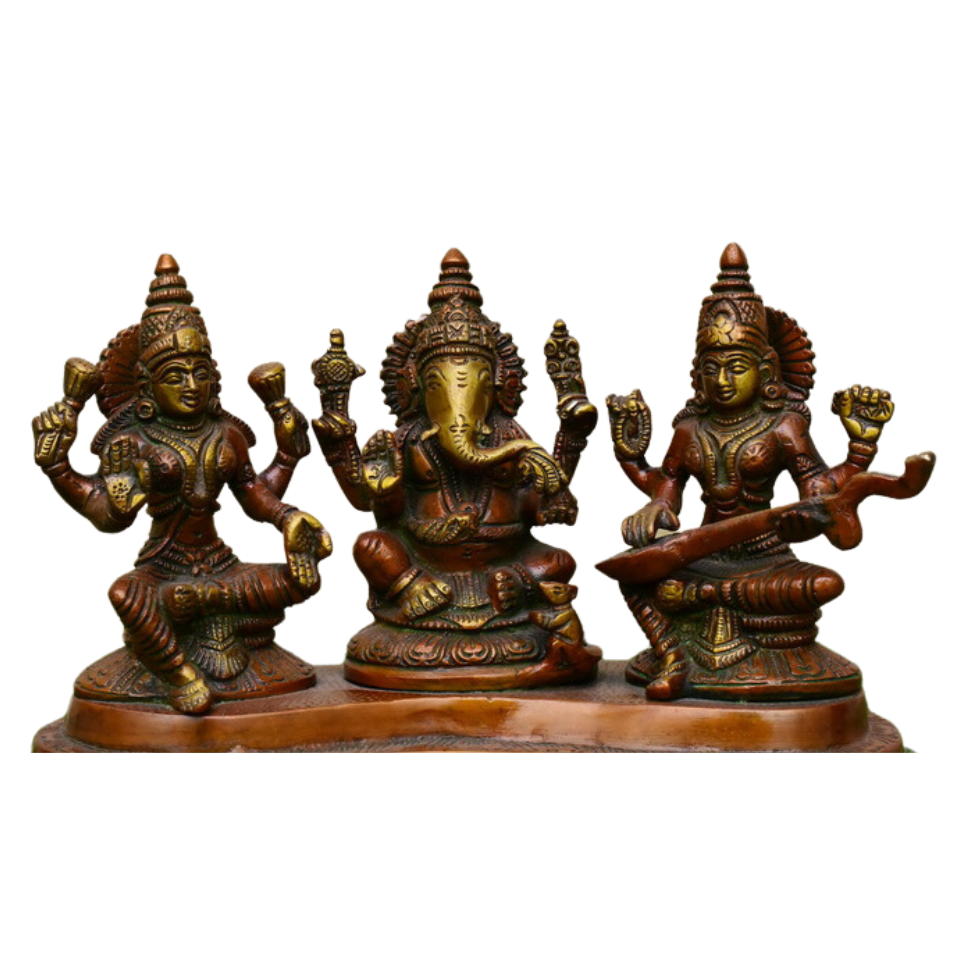   Brass laxmi Ganesh Sarswati Statue- Antique Finish Lakshmi Ganesh Saraswati #PILGS-8002