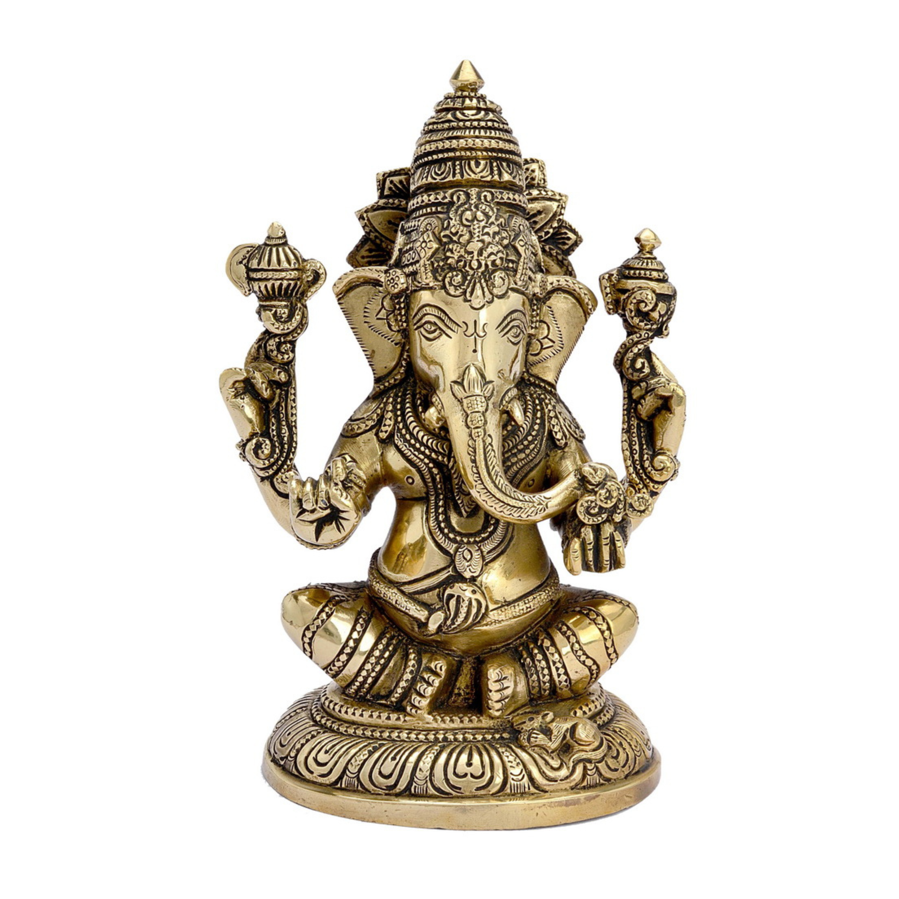 Lord Ganesha Vinayak Ganpati Seated Sculpture God Entrance Home  #PIG-1034