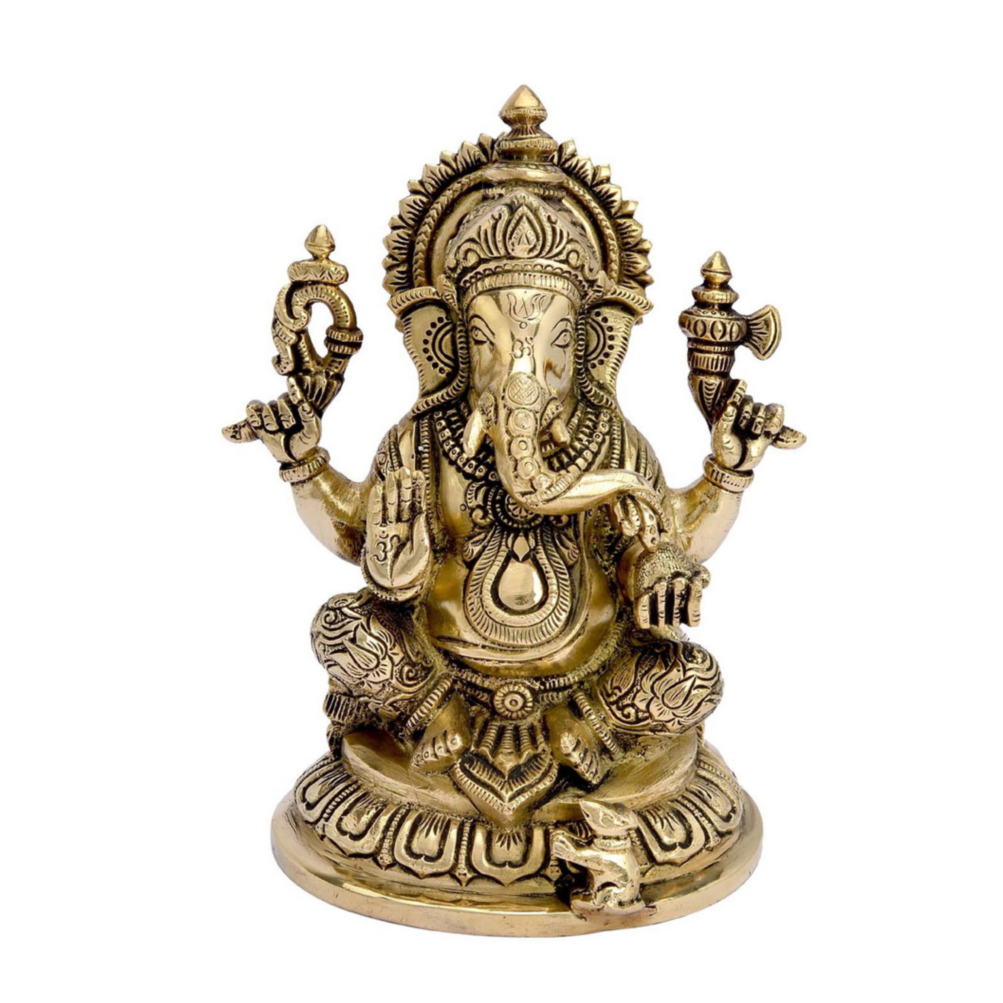 Lord Ganesha Brass Seated Statue #PIG-1048