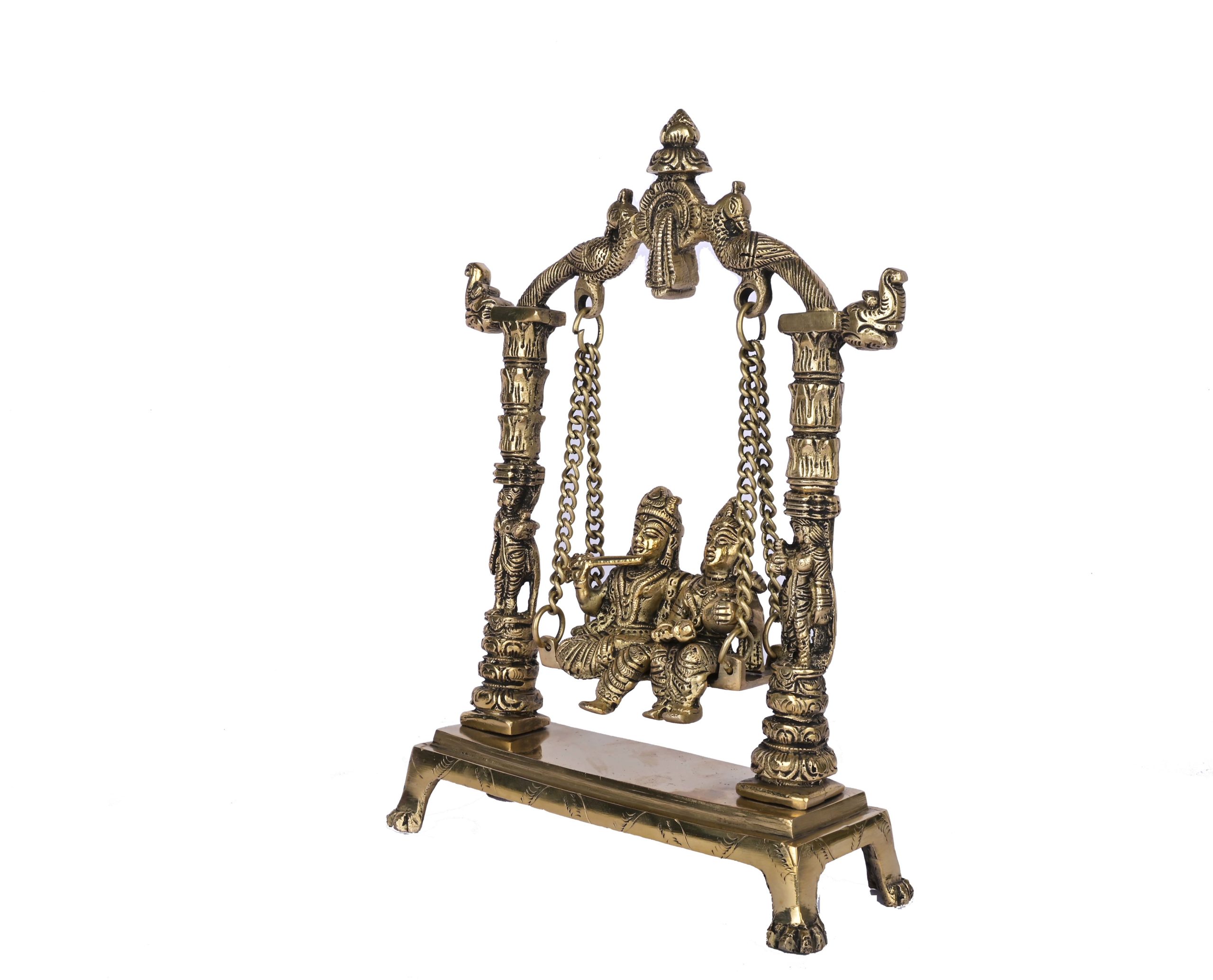Brass Lord Radha Krishna Jhula Statue #PIRK-1301