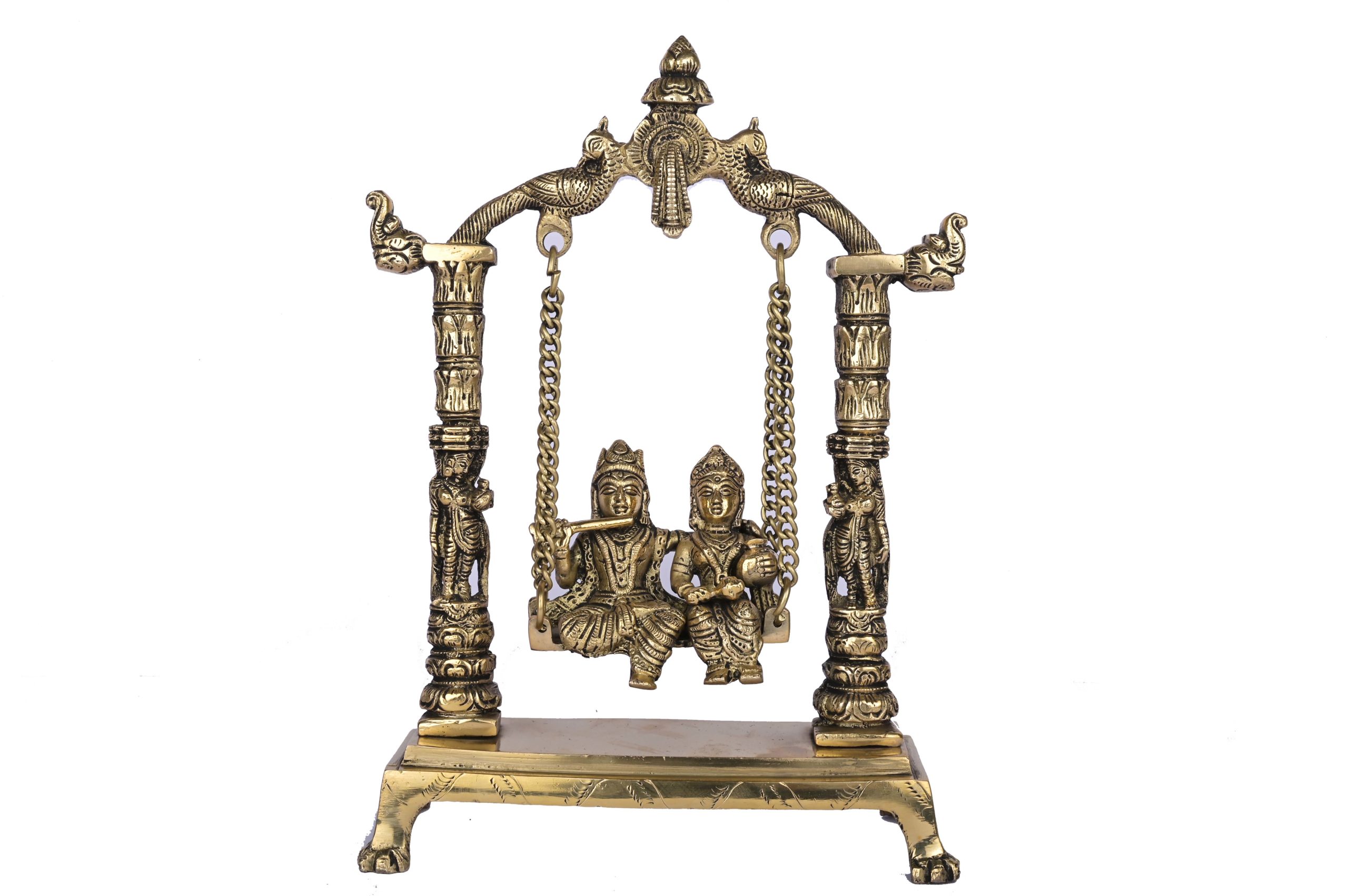 Brass Lord Radha Krishna Jhula Statue #PIRK-1301