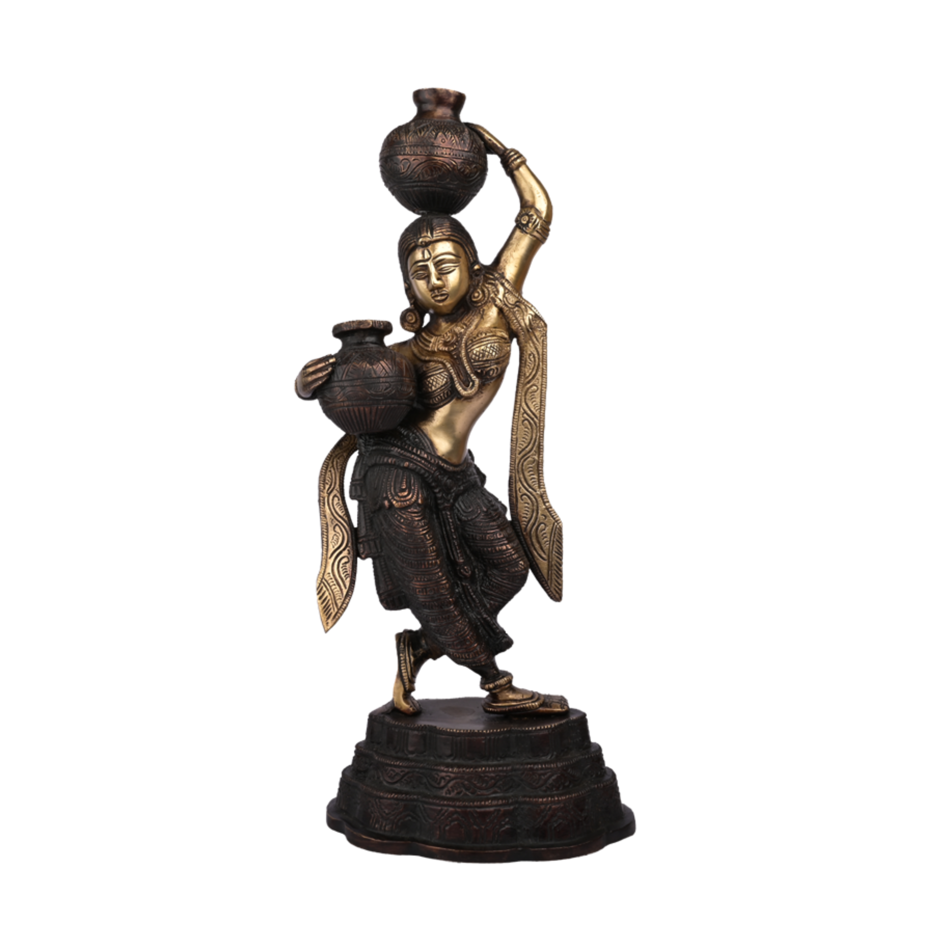 Brass Metal Panihari Woman Pot Matka Lady Statue #PISS-2653