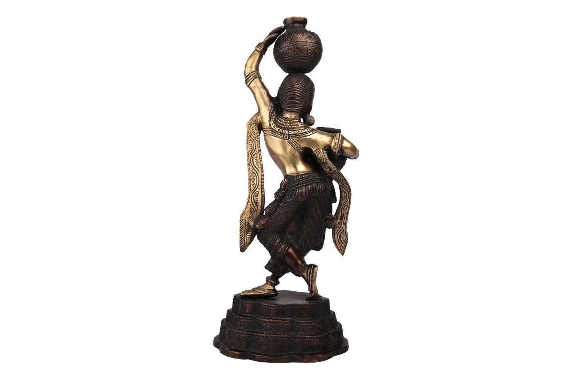 Brass Metal Panihari Woman Pot Matka Lady Statue #PISS-2653