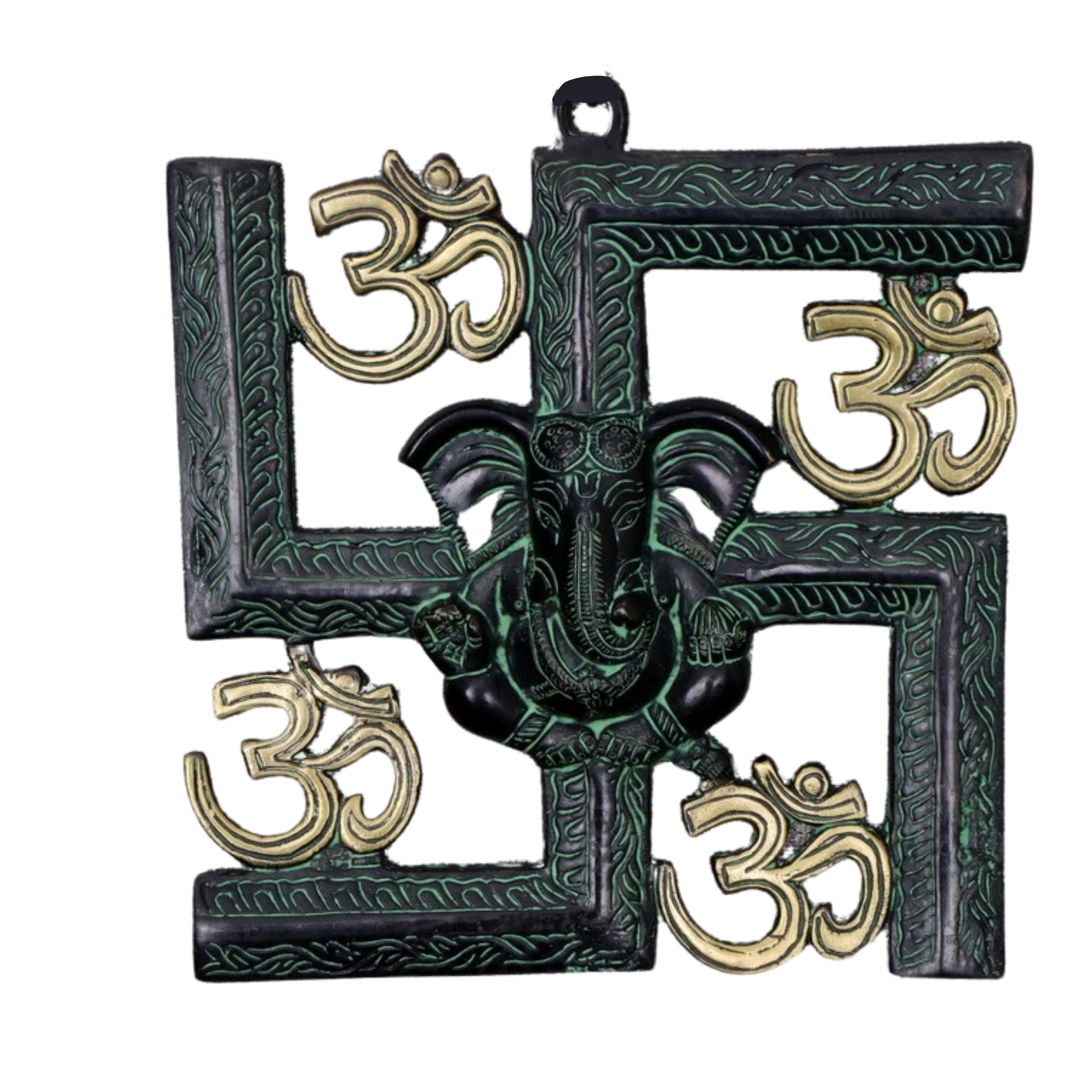 Brass Lord Ganesha Swastika Om Plate Removable Wall Hanging Décor #PISW-1701