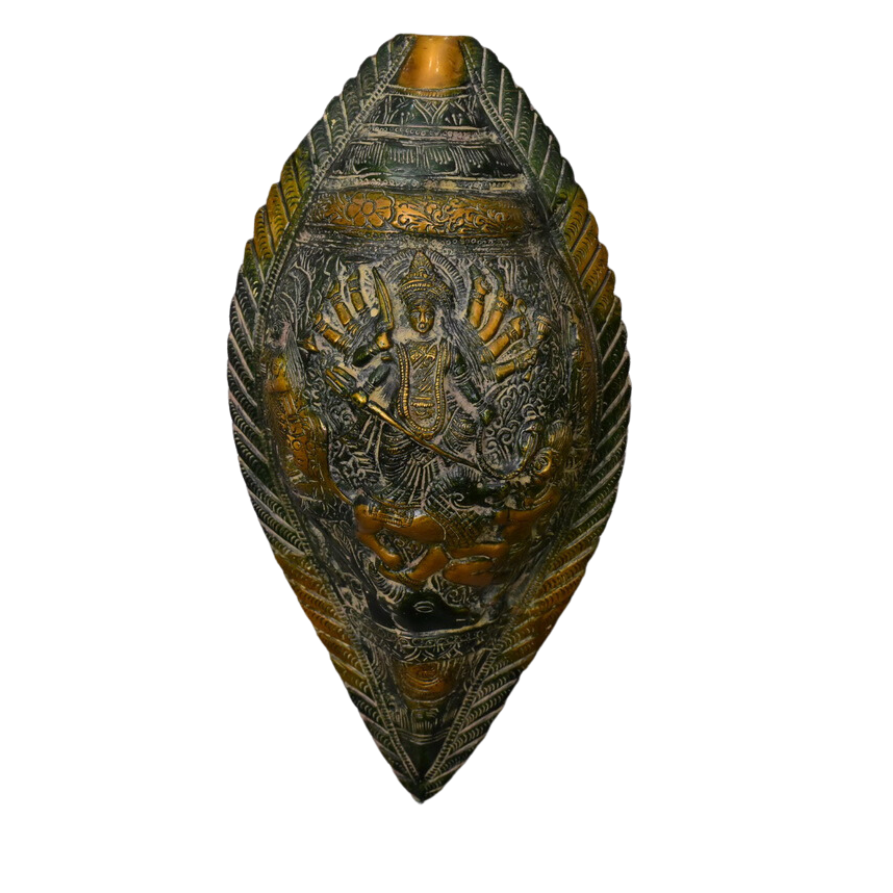 Brass Maa Kali Carved Half / Wall conch #PIKL-1901