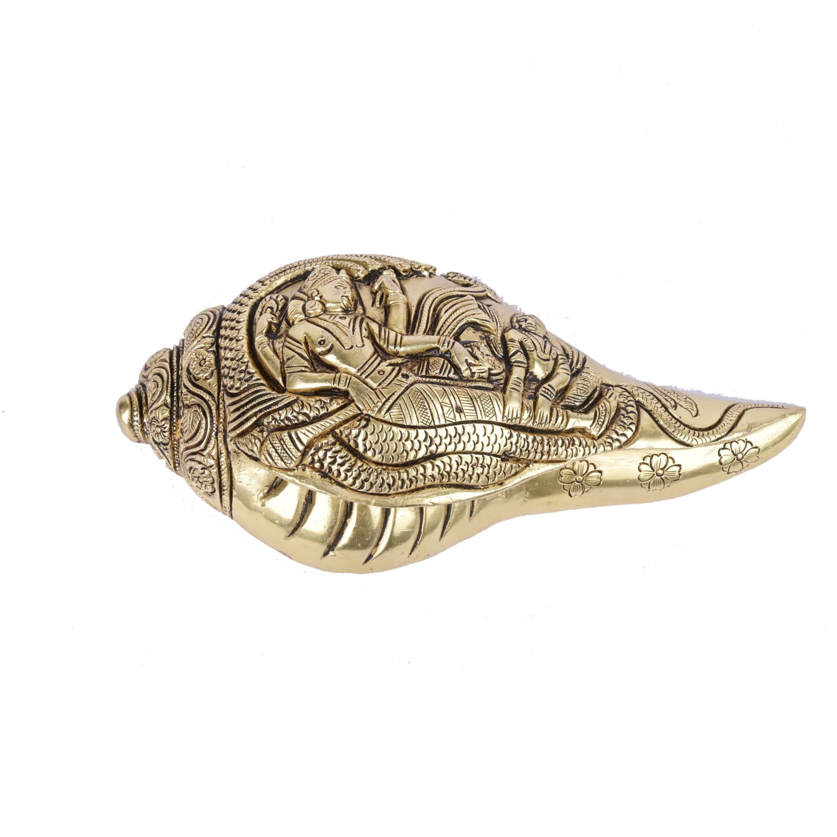 Brass Super Fine Quality Load Vishnu Laxmi Half Sankhu #PISN-1803